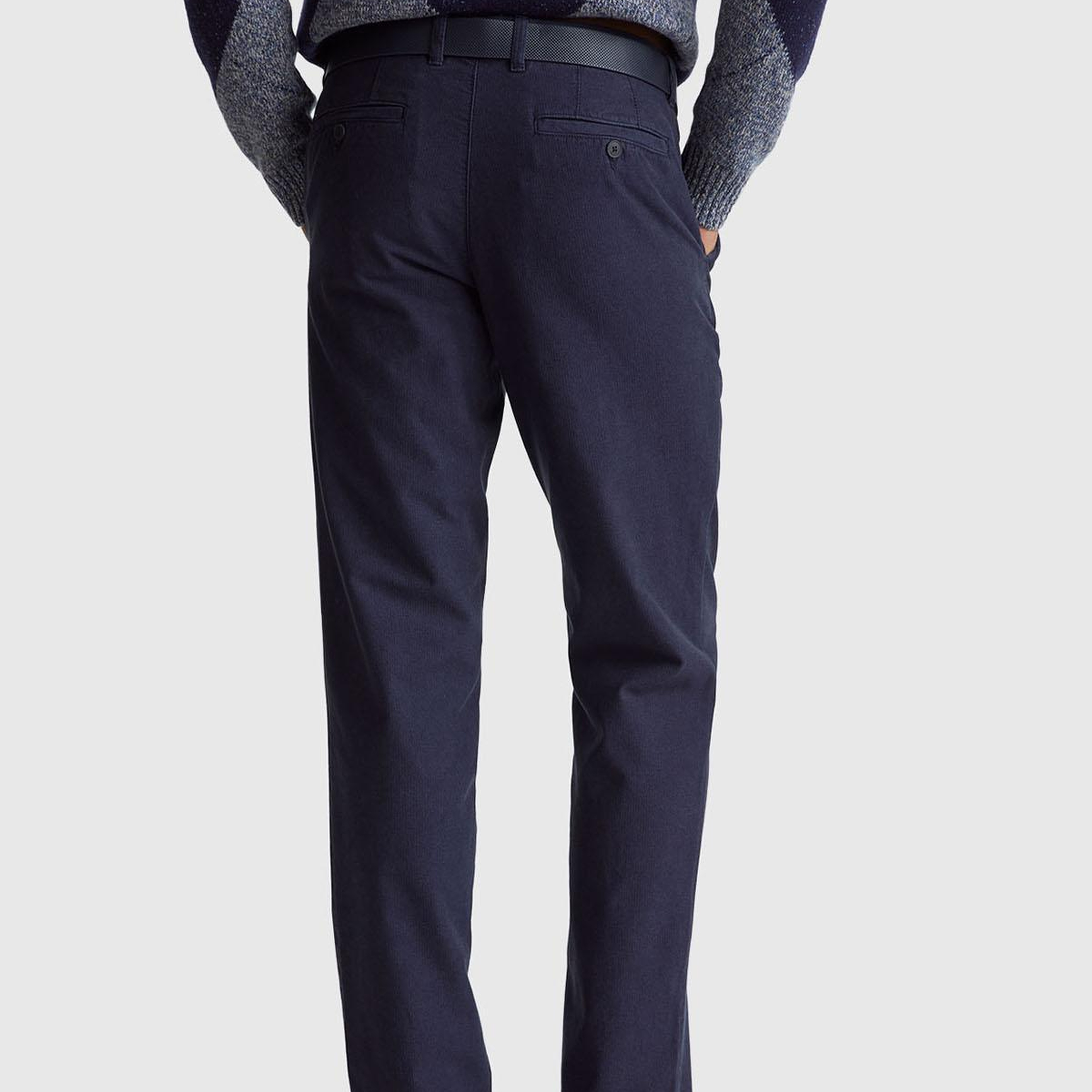 Erkek Lacivert %100 Pamuk Beli Düğmeli Pantolon