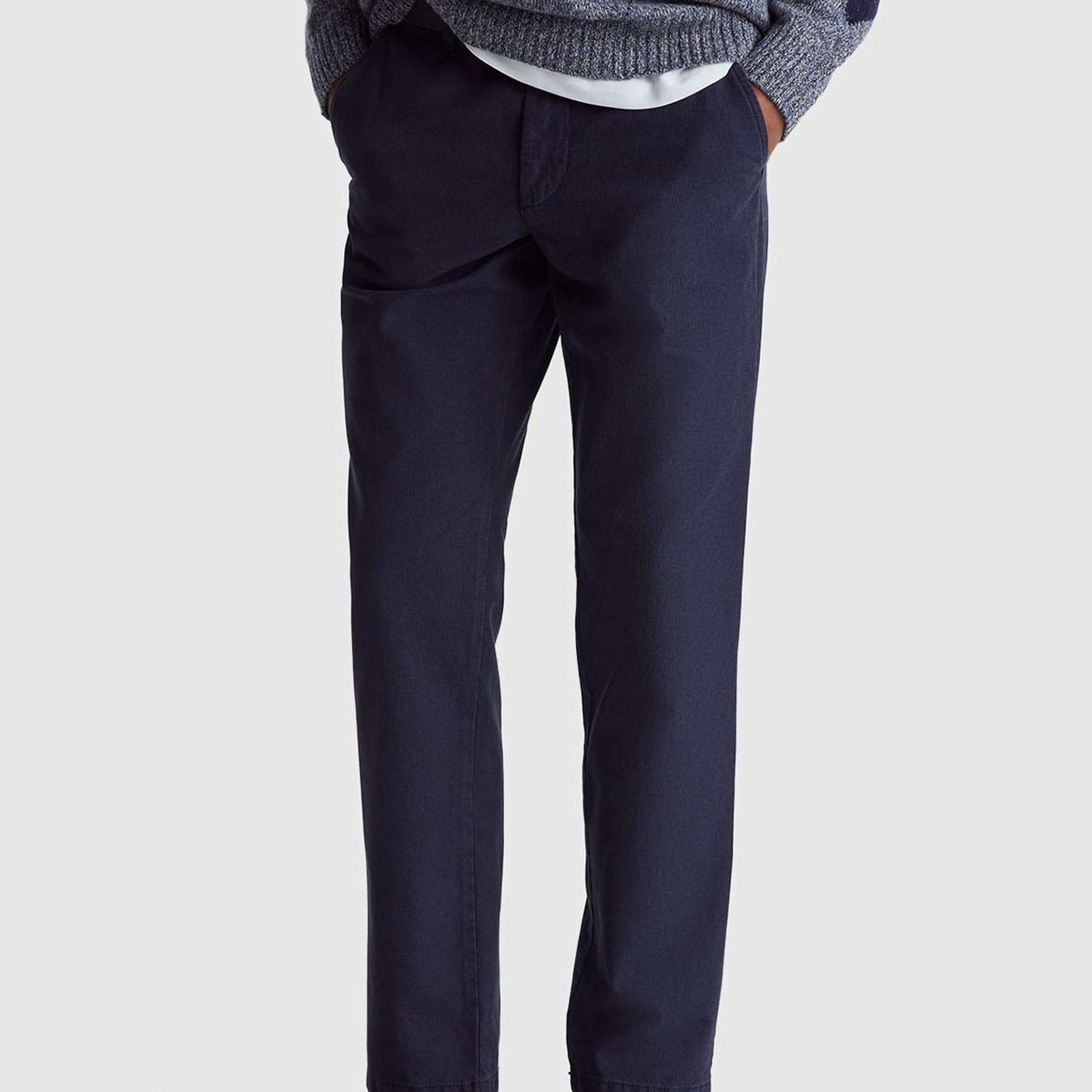 Erkek Lacivert %100 Pamuk Beli Düğmeli Pantolon