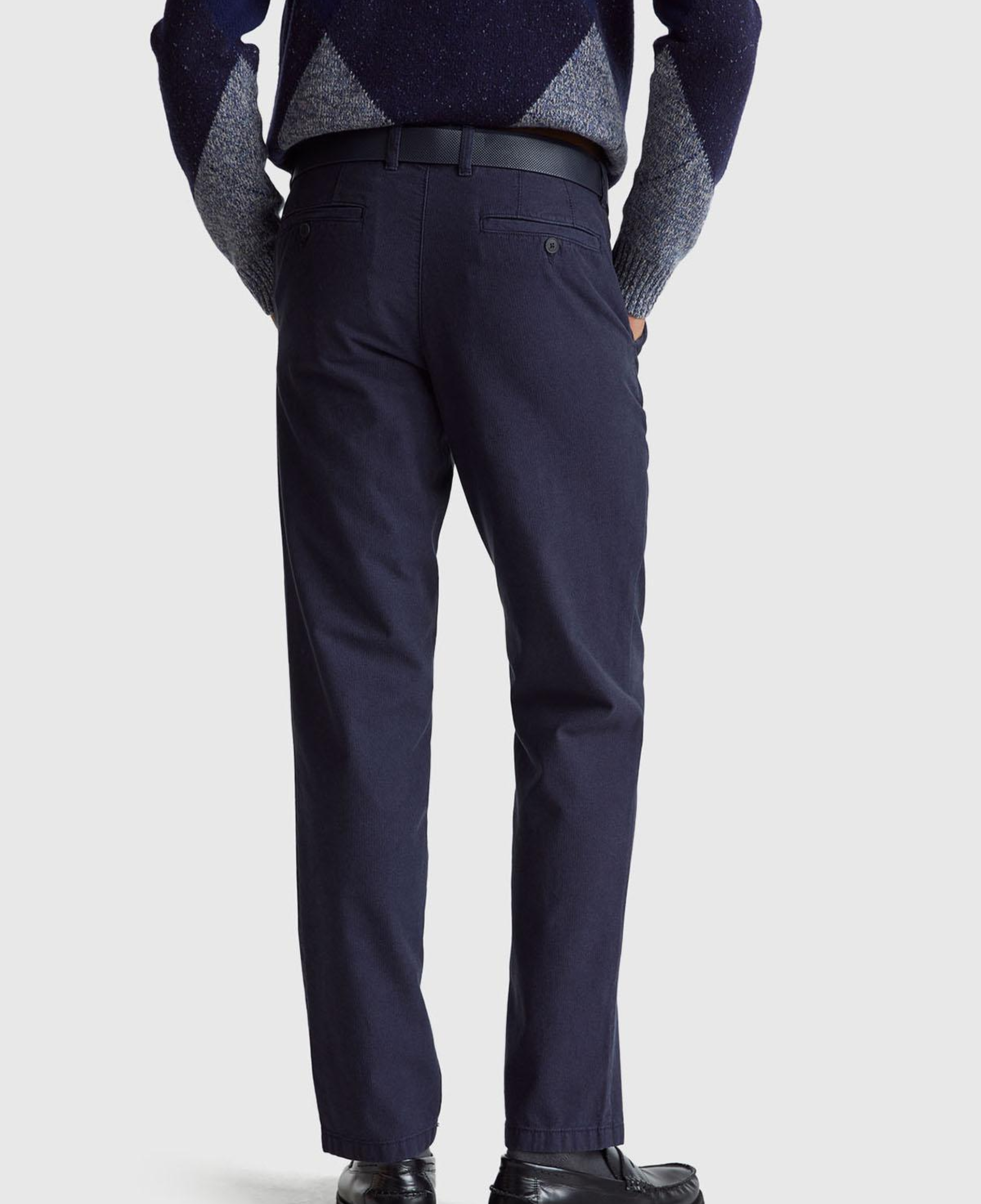 Erkek Lacivert %100 Pamuk Beli Düğmeli Pantolon