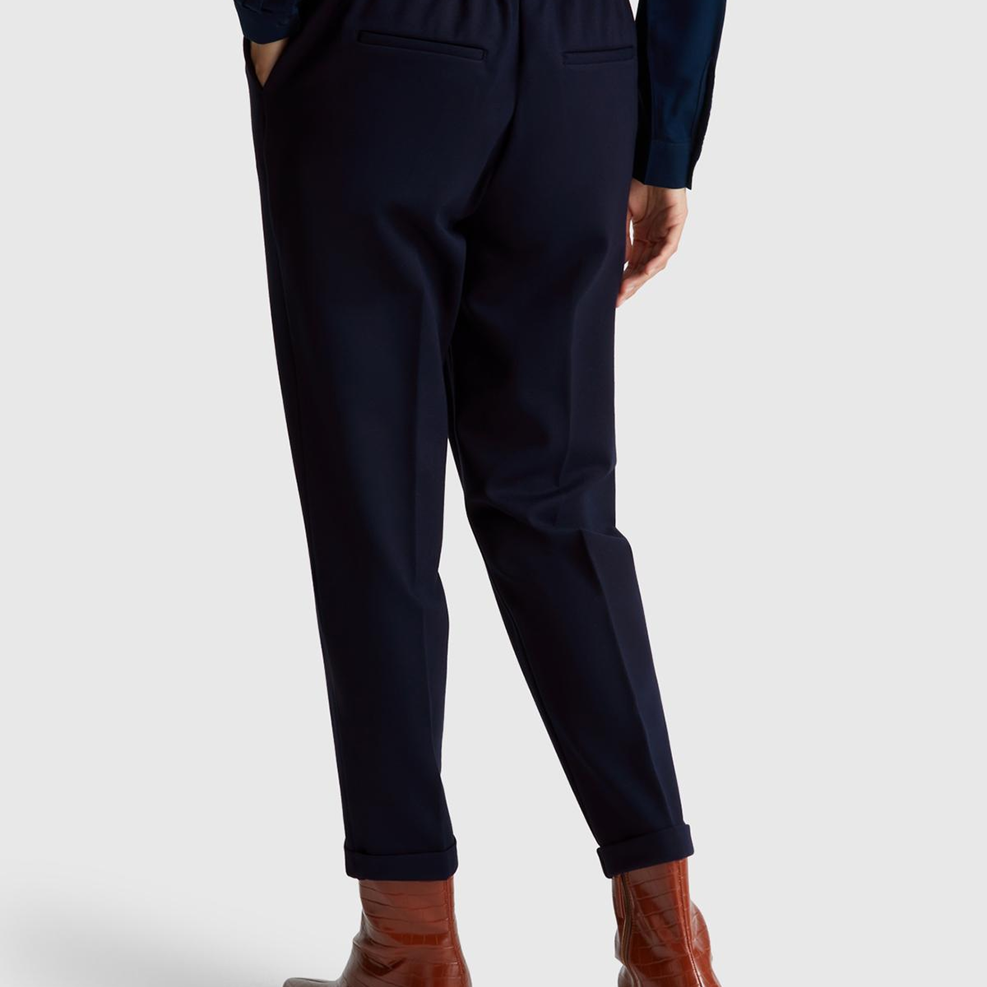 Kadın Lacivert  Beli Lastikli Pantolon