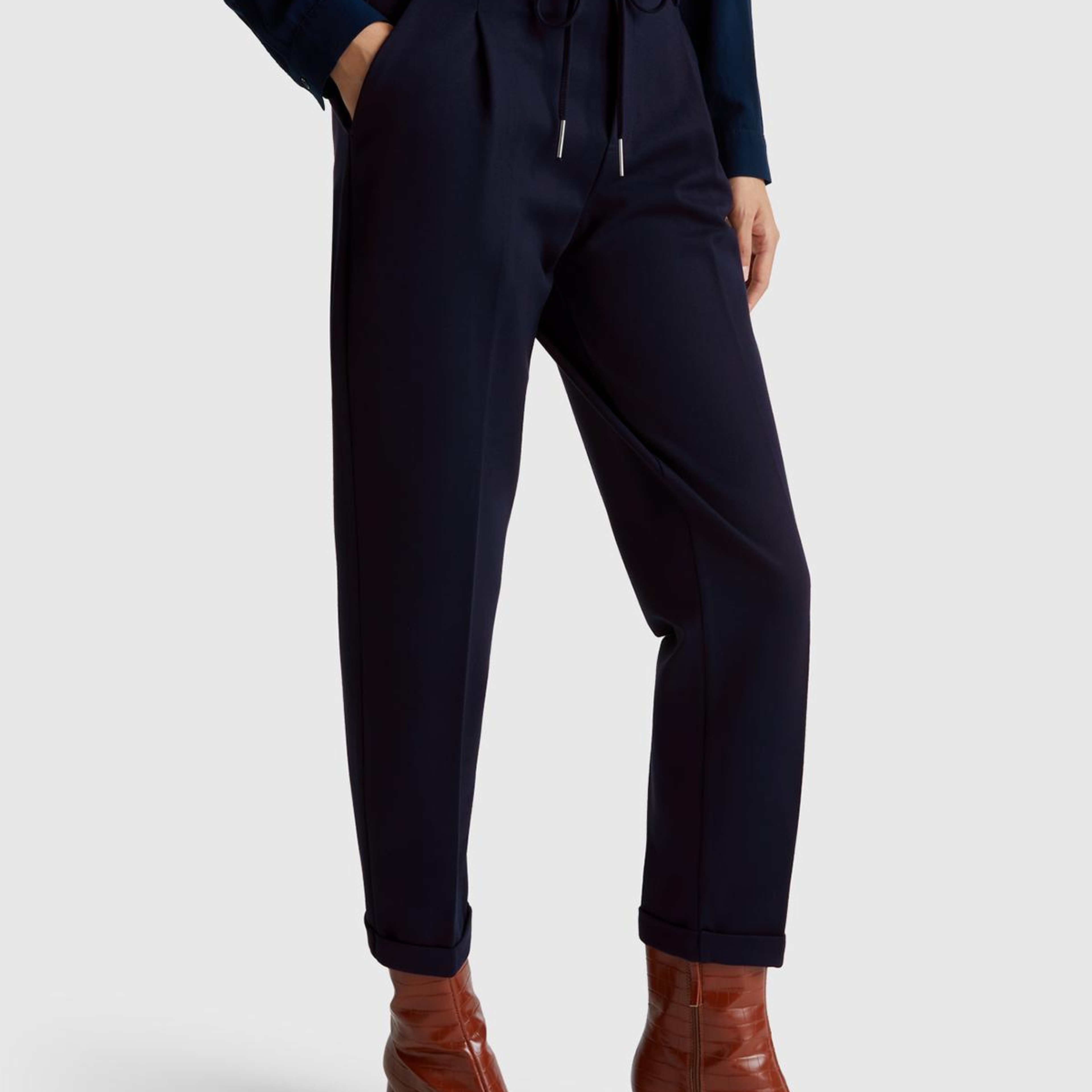 Kadın Lacivert  Beli Lastikli Pantolon