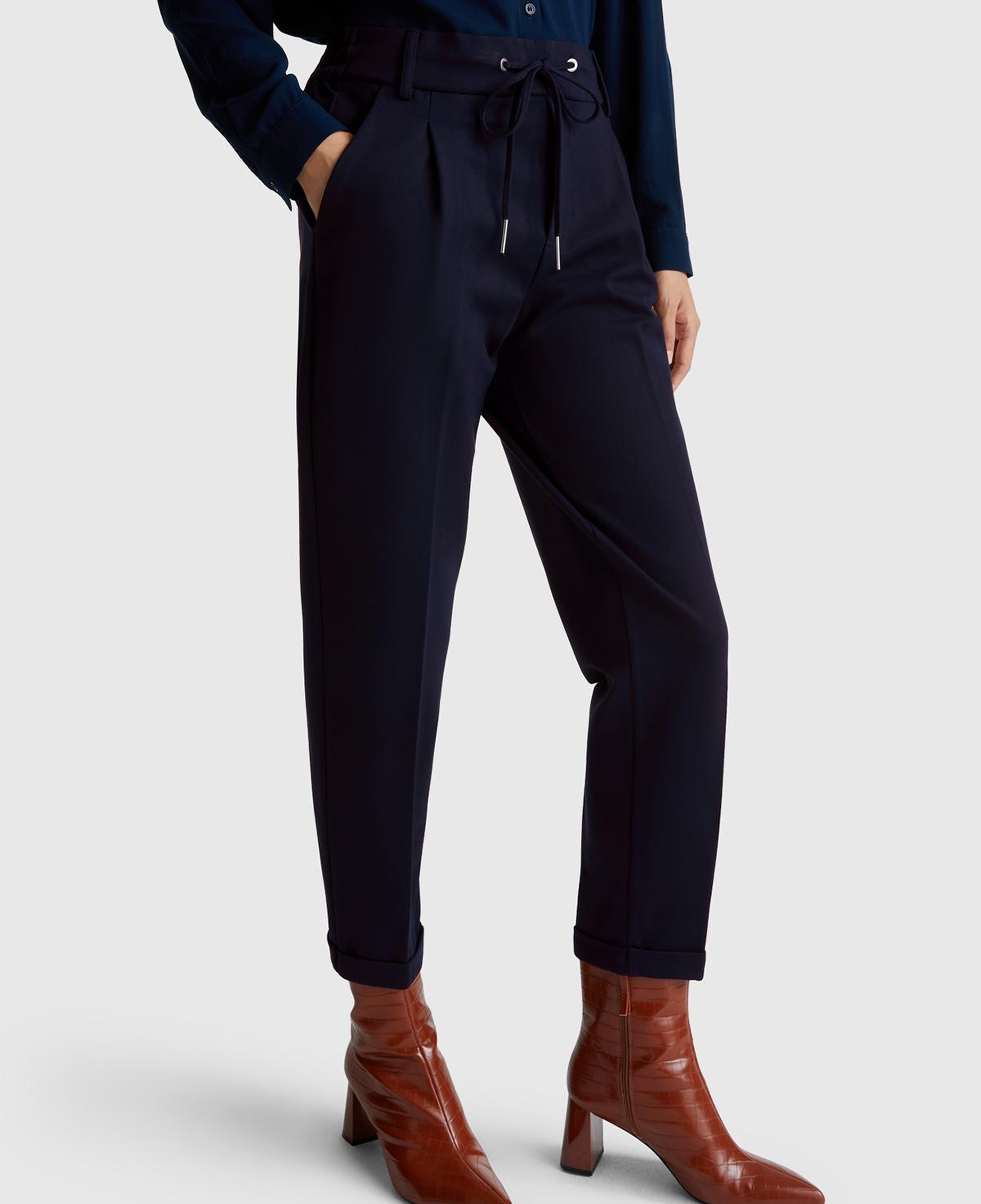Kadın Lacivert  Beli Lastikli Pantolon