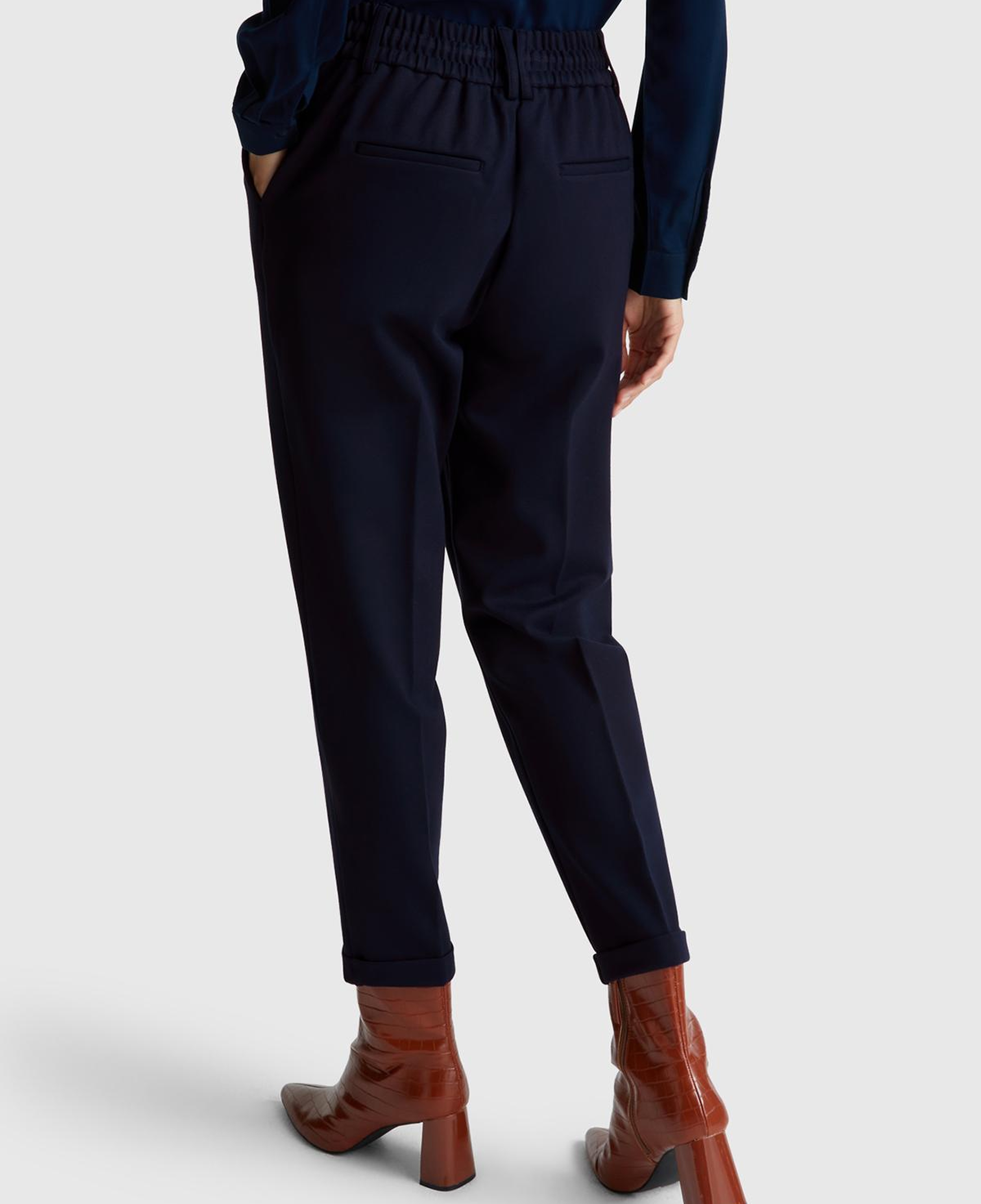 Kadın Lacivert  Beli Lastikli Pantolon