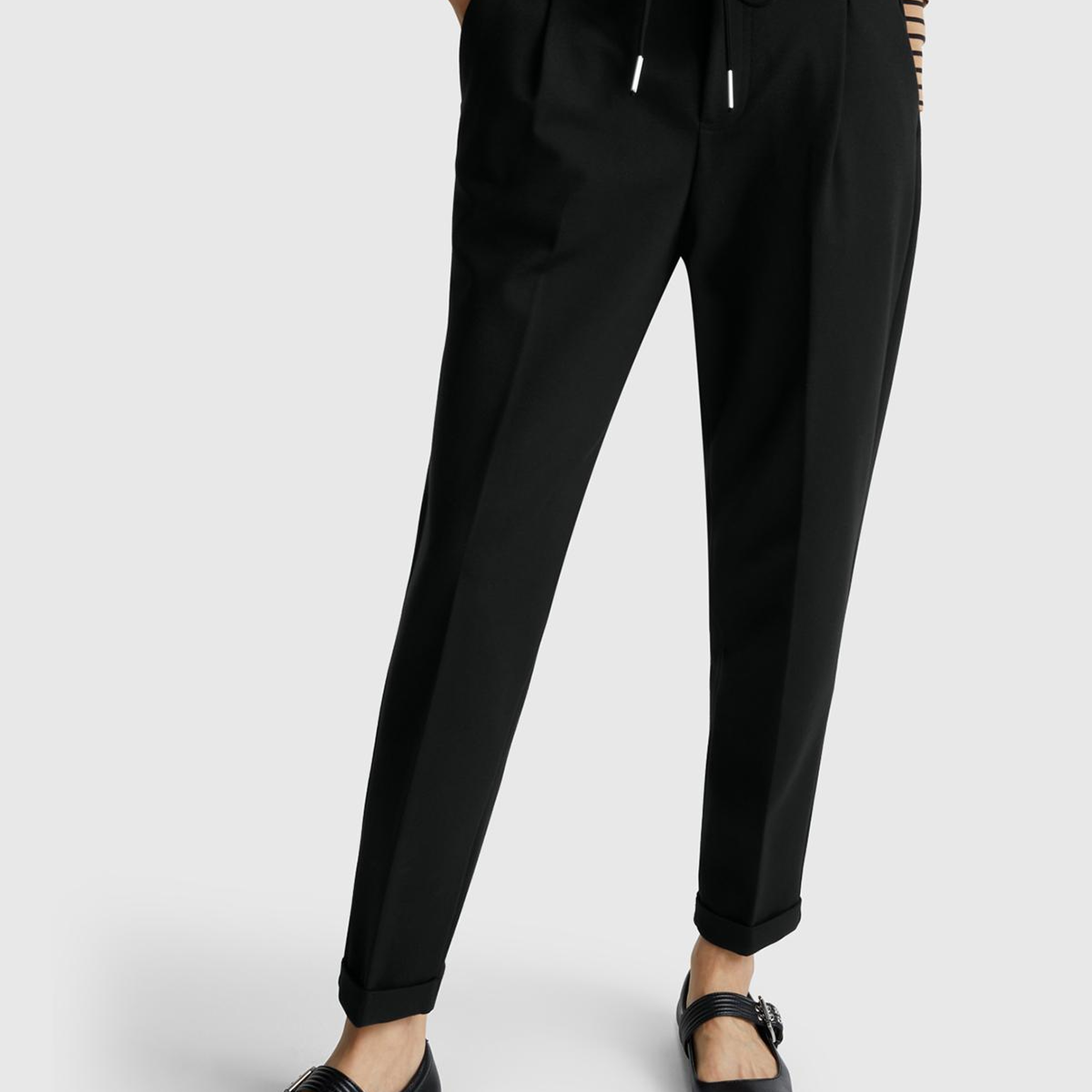 Kadın Siyah  Beli Lastikli Pantolon