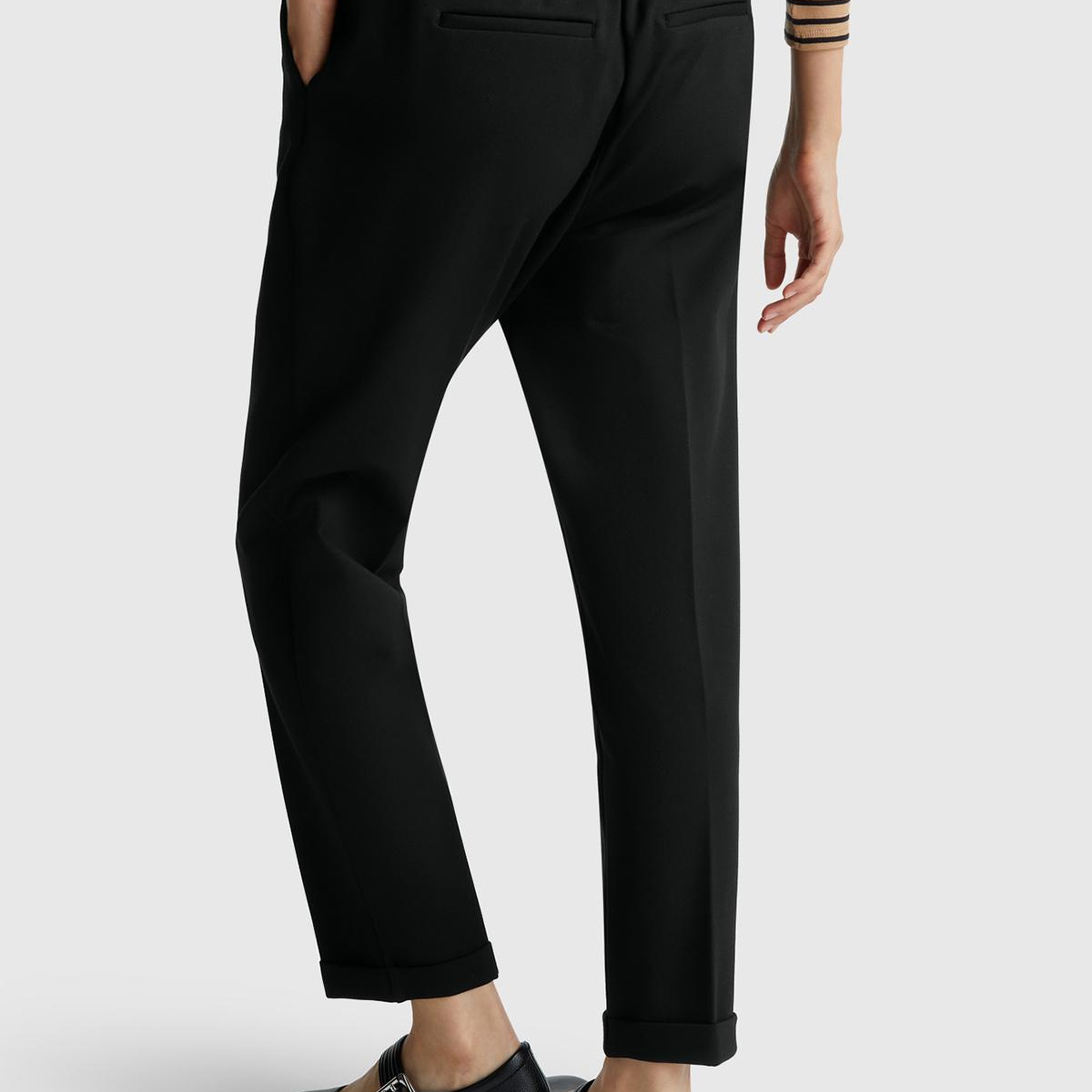 Kadın Siyah  Beli Lastikli Pantolon