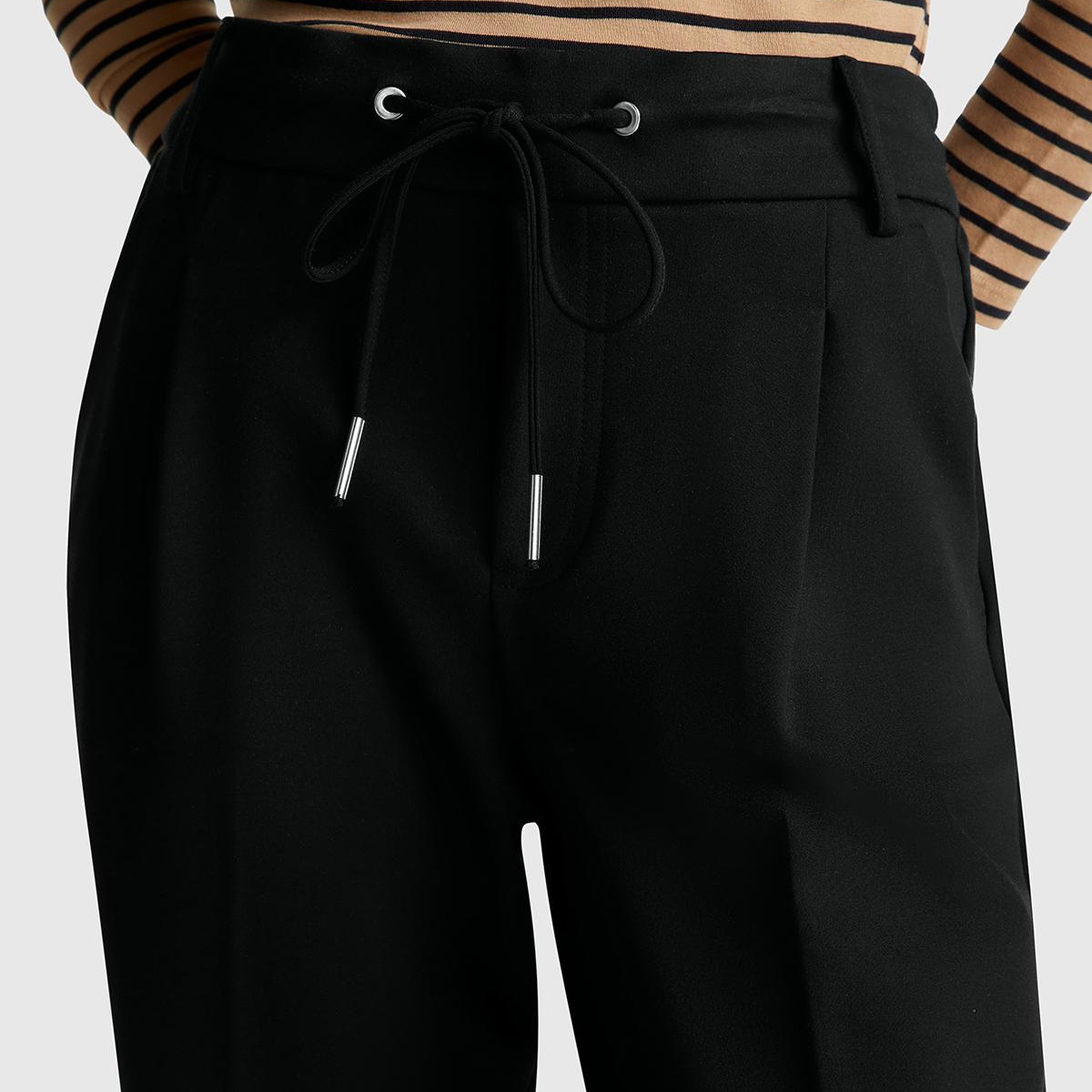 Kadın Siyah  Beli Lastikli Pantolon