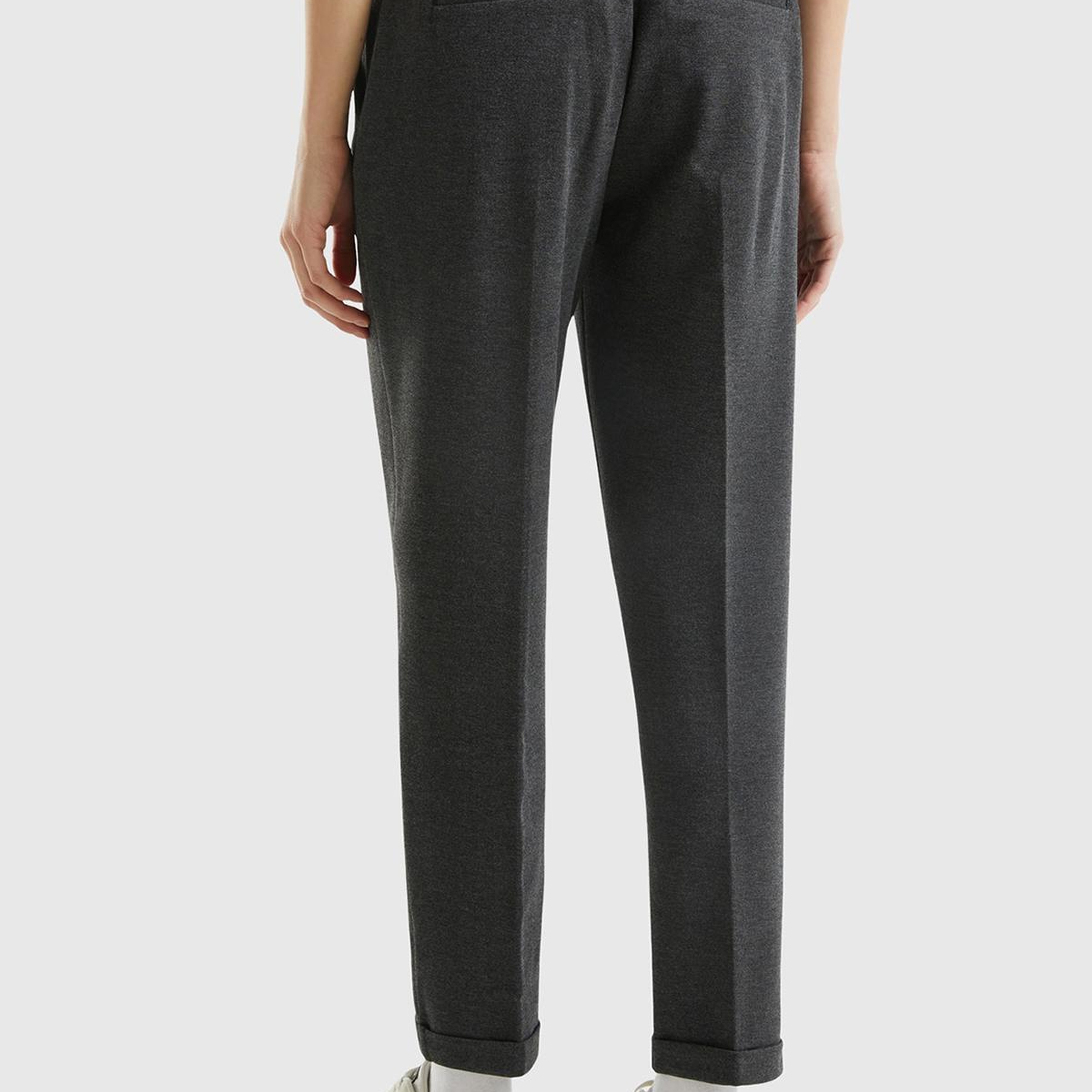 Kadın Gri   Beli Lastikli Pantolon