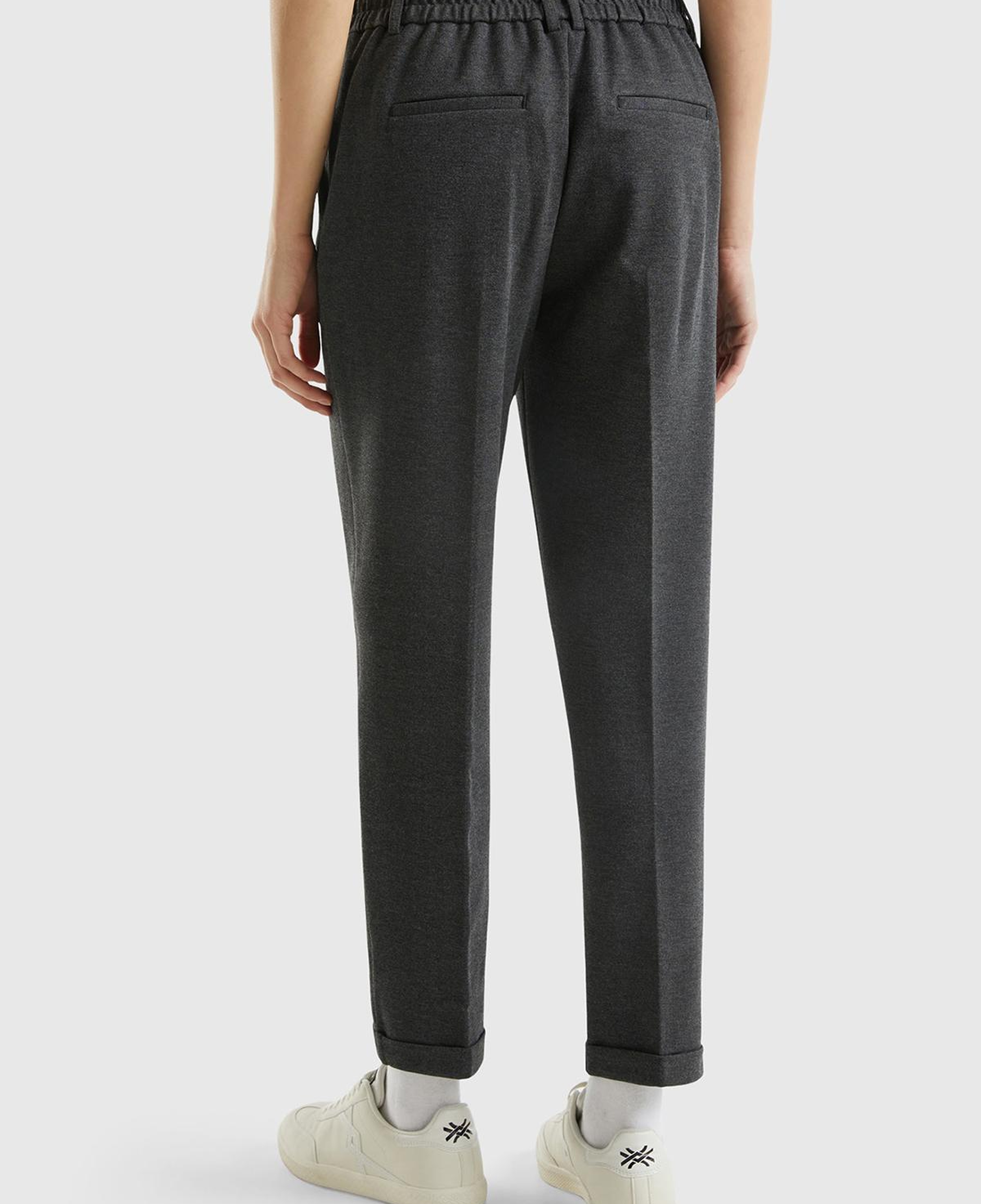 Kadın Gri   Beli Lastikli Pantolon