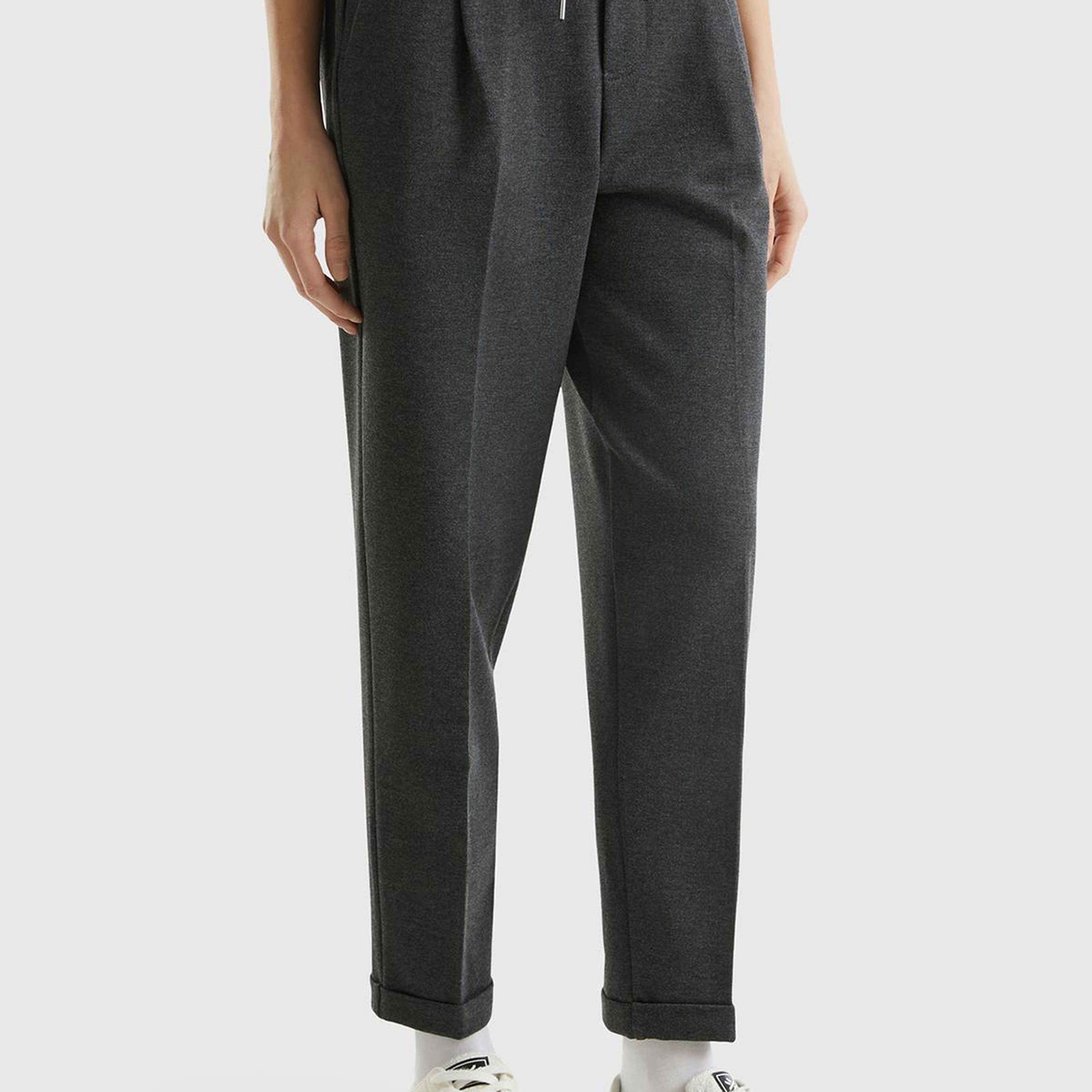 Kadın Gri   Beli Lastikli Pantolon