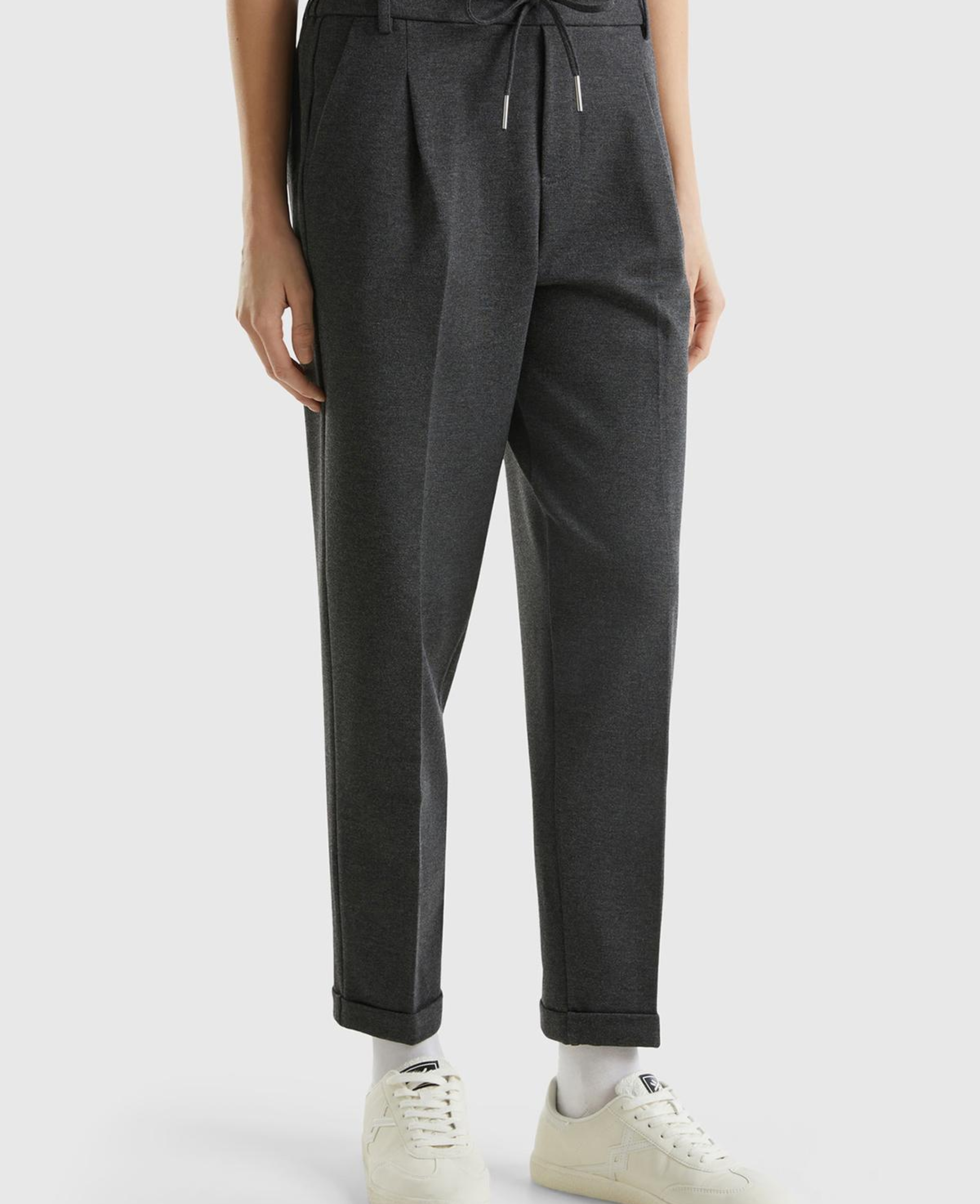 Kadın Gri   Beli Lastikli Pantolon