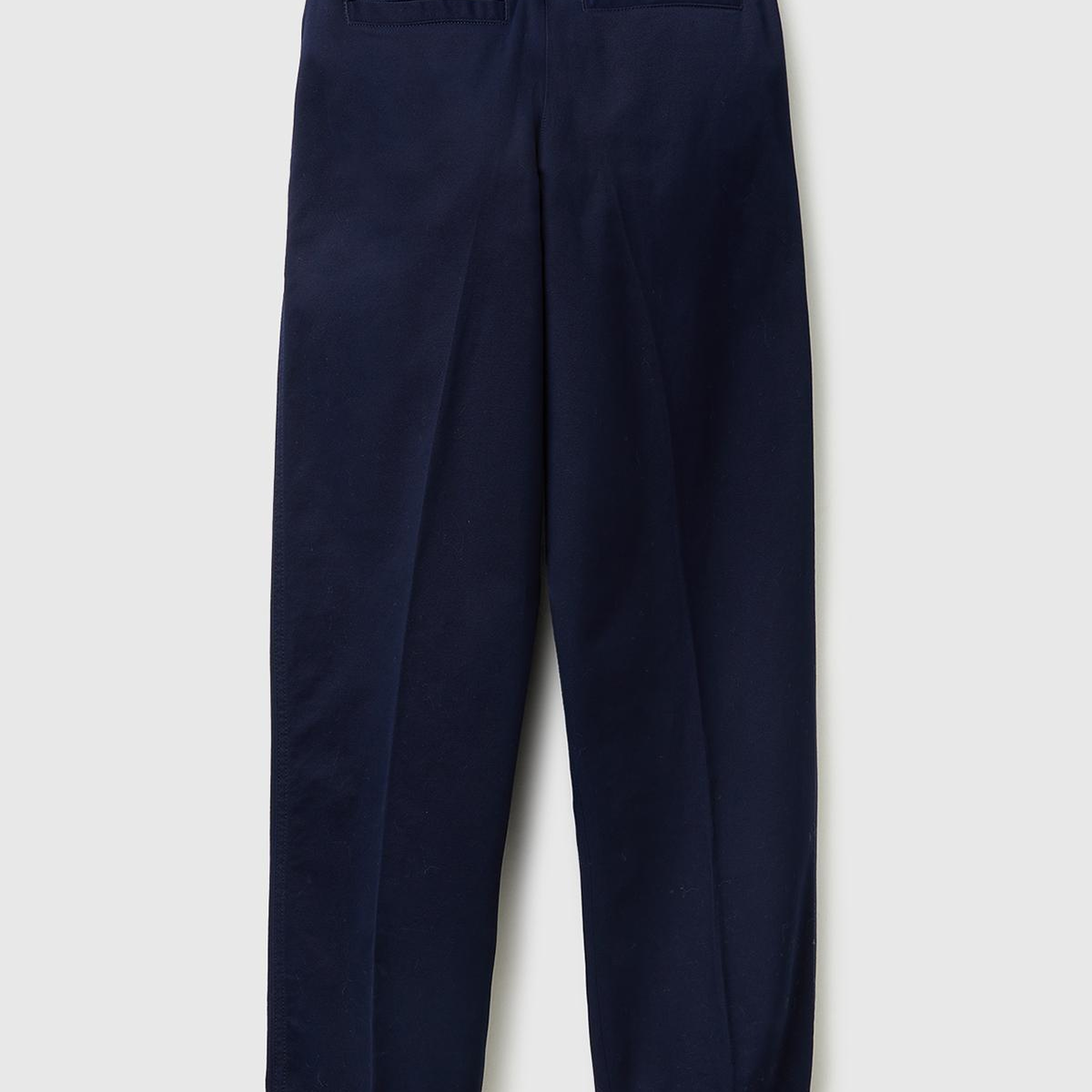 Kadın Lacivert Pamuk Karışımlı Önü Dikiş Detaylı Paçası Kıvrık Pantolon