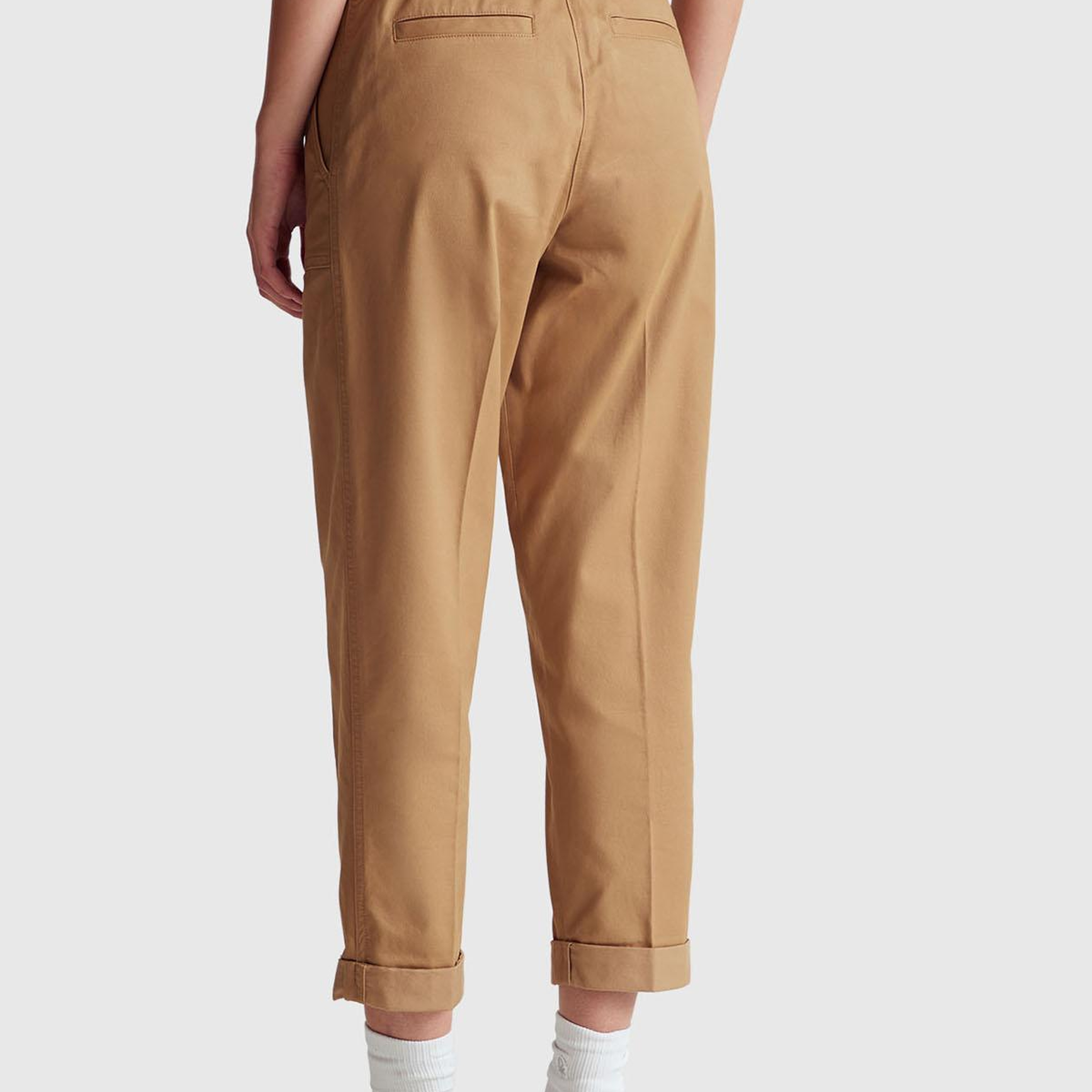 Kadın Taba Pamuk Karışımlı Önü Dikiş Detaylı Paçası Kıvrık Pantolon