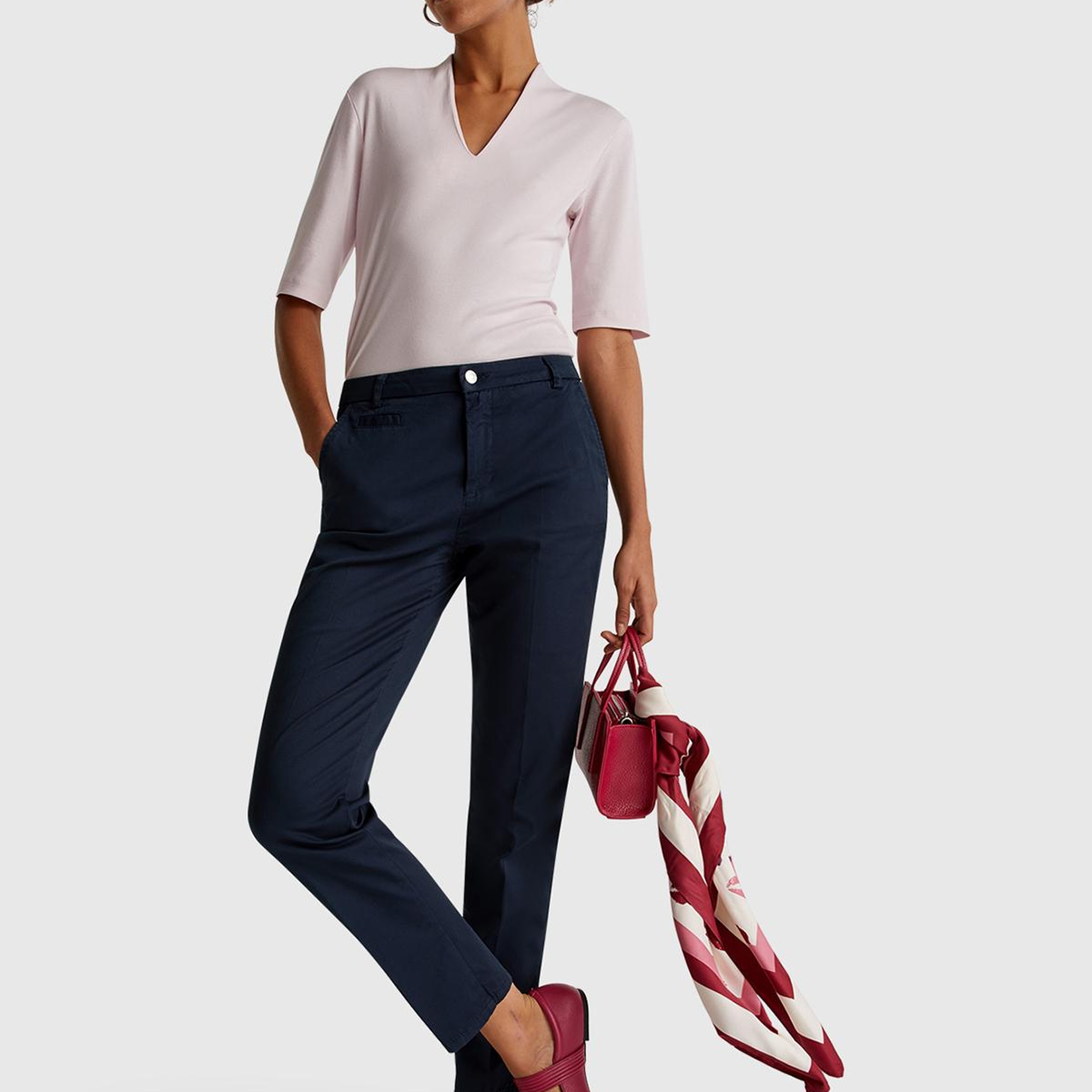 Kadın Lacivert Elastanlı Basic Chino Pantolon