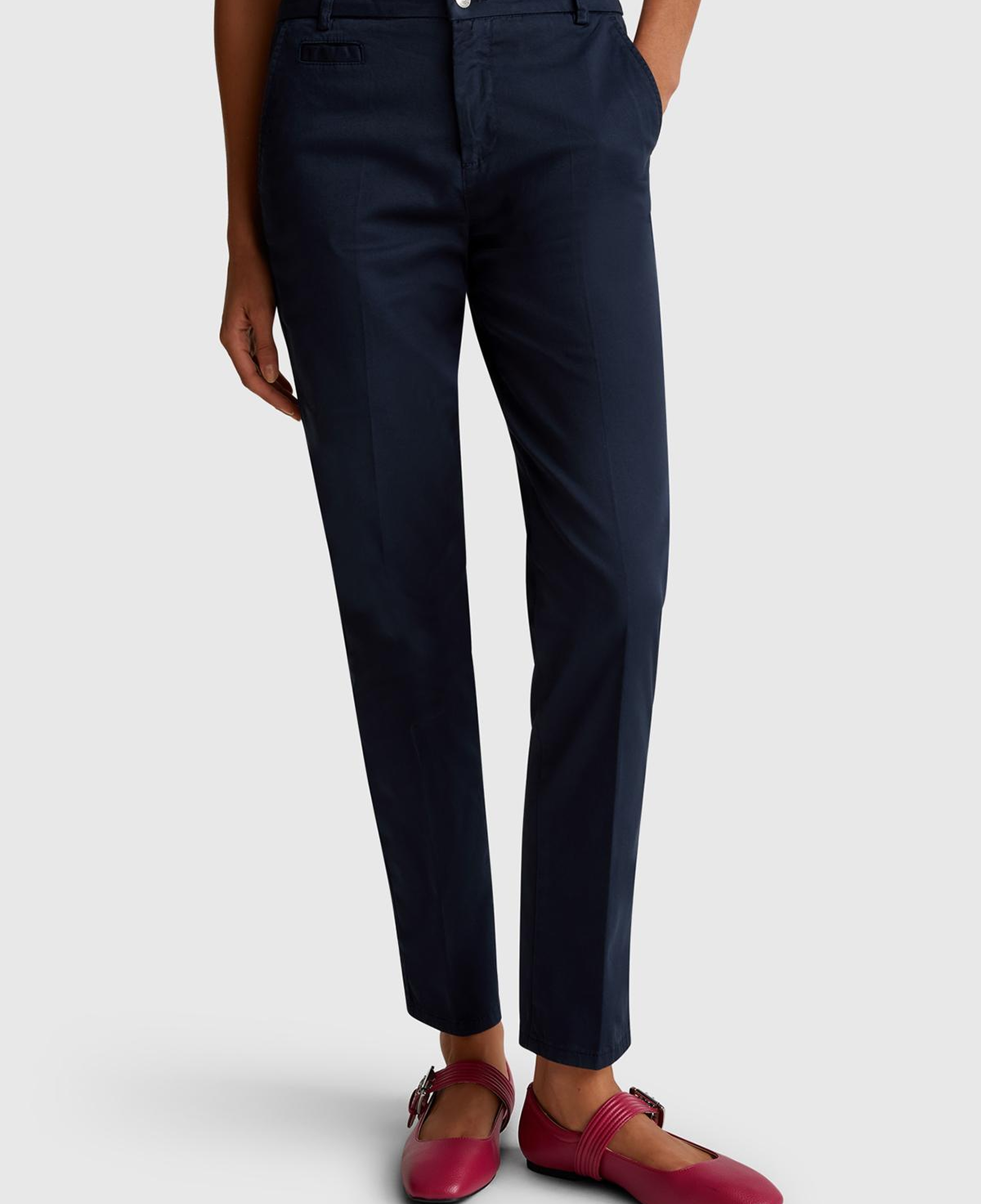 Kadın Lacivert Elastanlı Basic Chino Pantolon