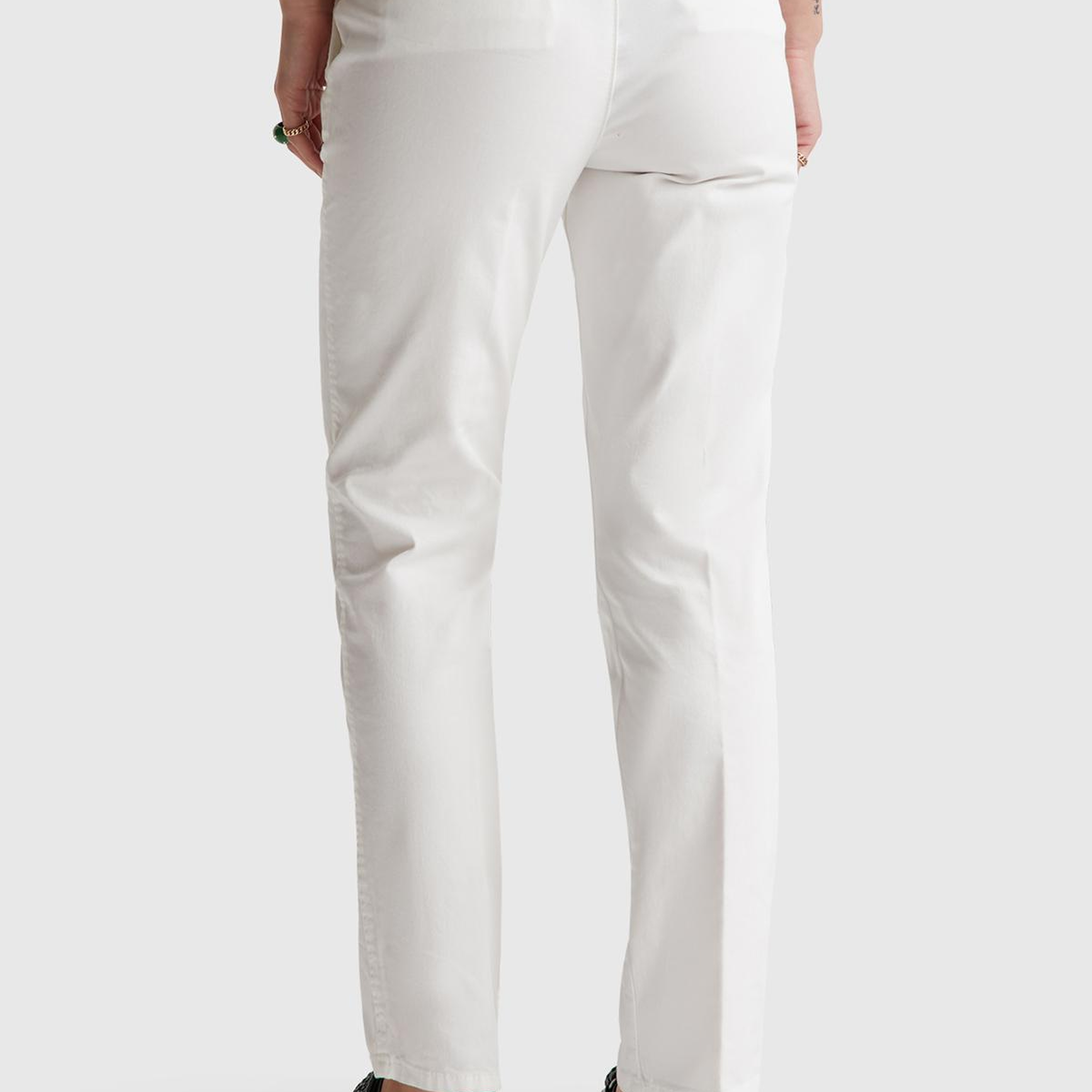 Kadın Ekru Elastanlı Basic Chino Pantolon