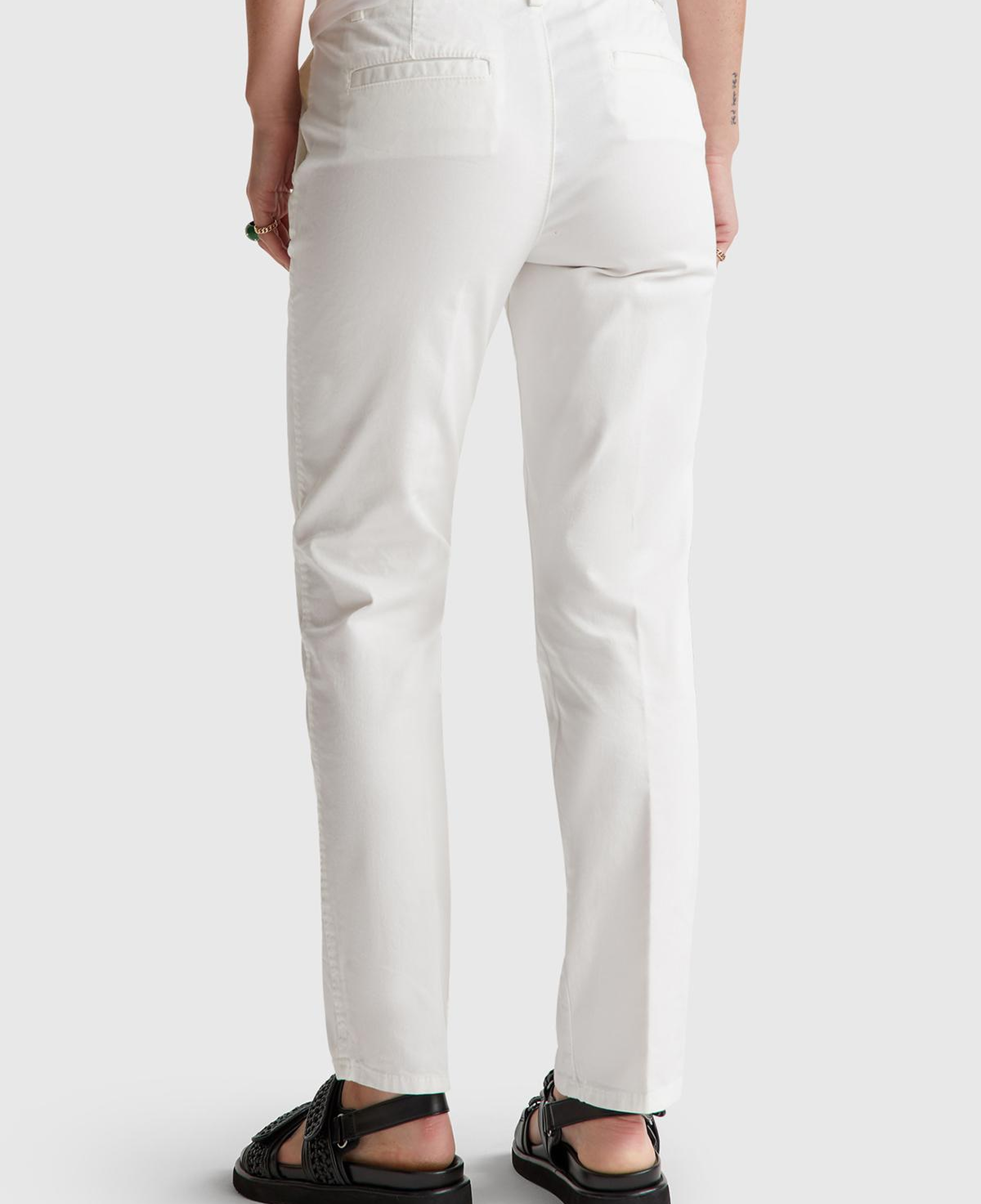 Kadın Ekru Elastanlı Basic Chino Pantolon