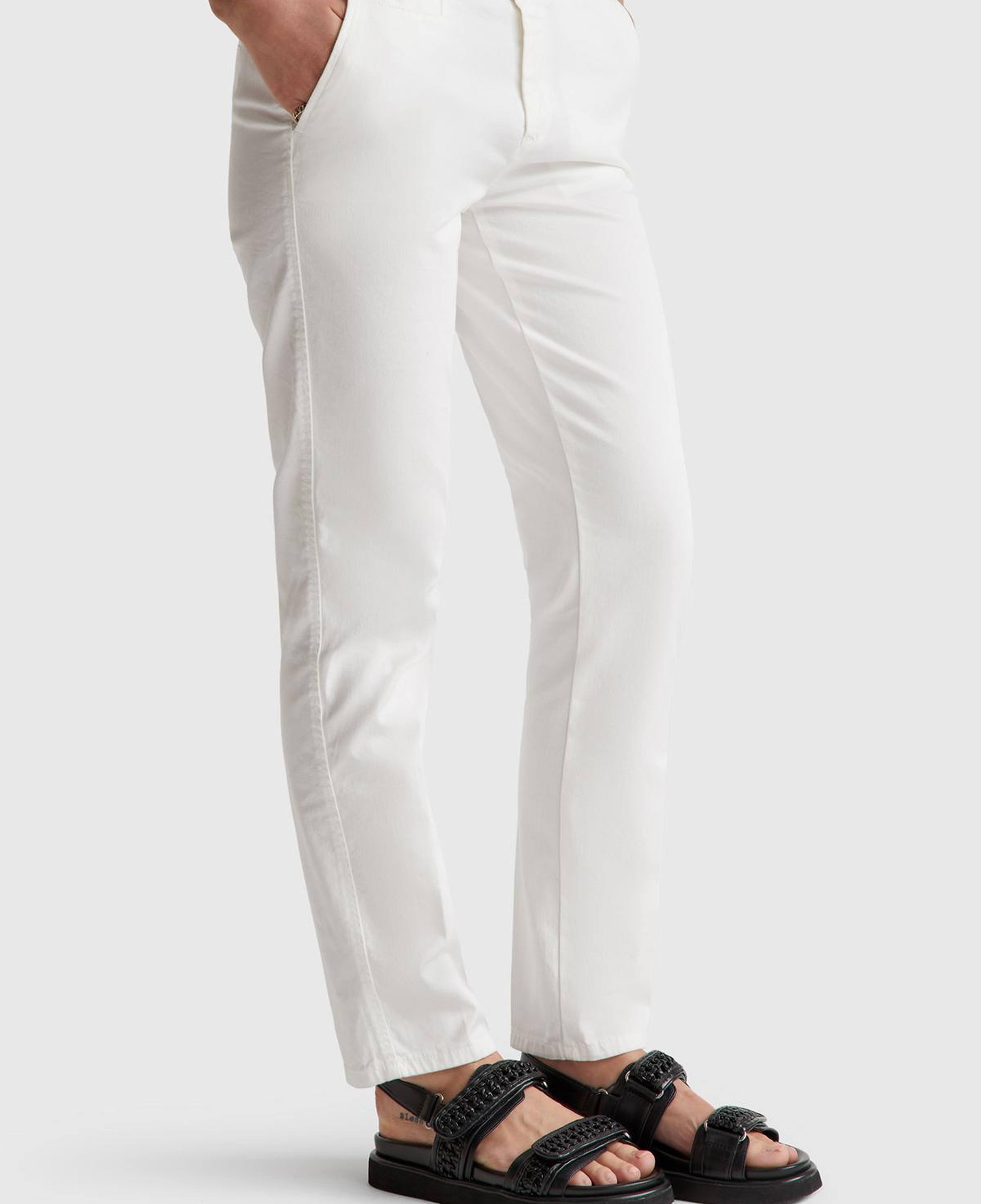 Kadın Ekru Elastanlı Basic Chino Pantolon