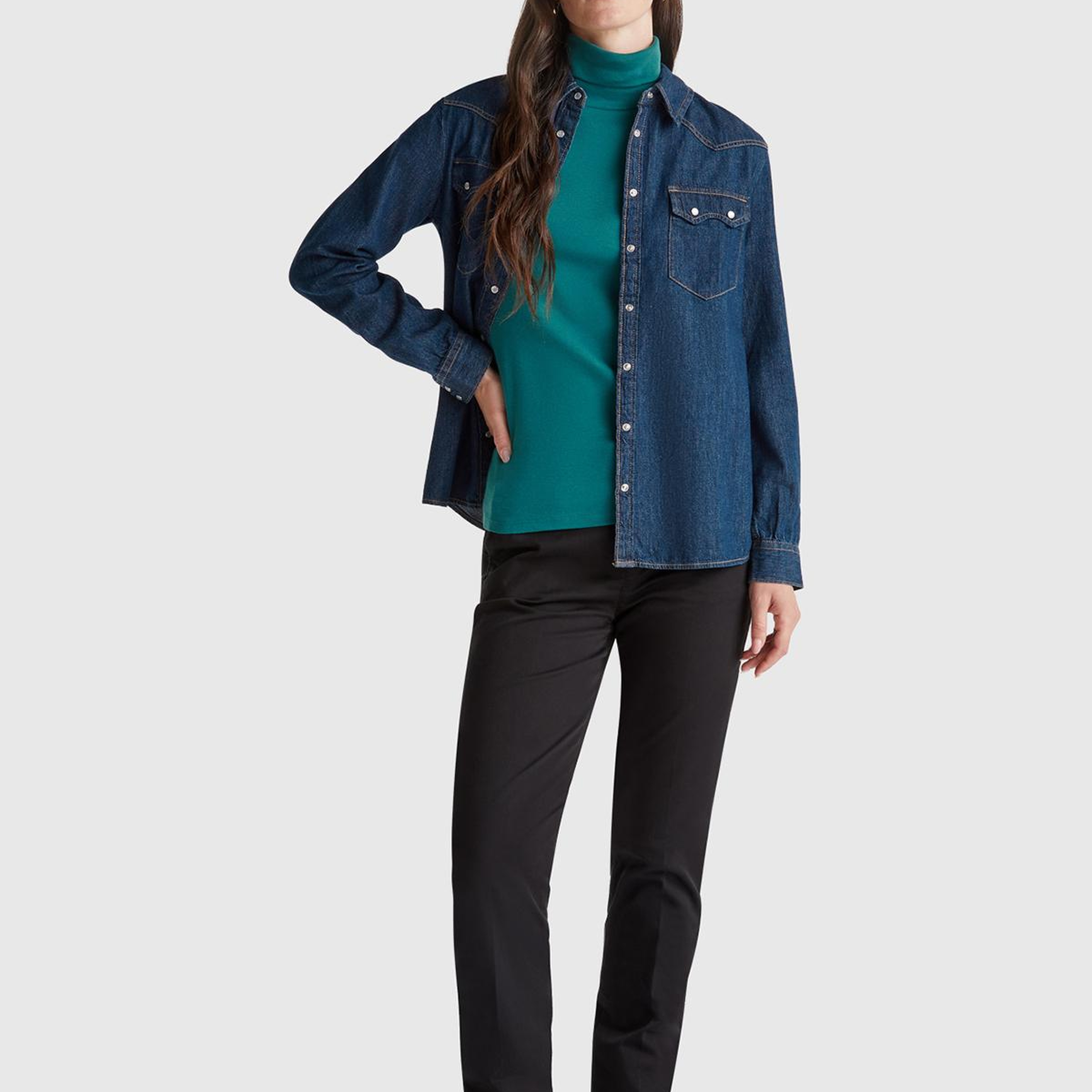 Kadın Sİyah Elastanlı Basic Chino Pantolon