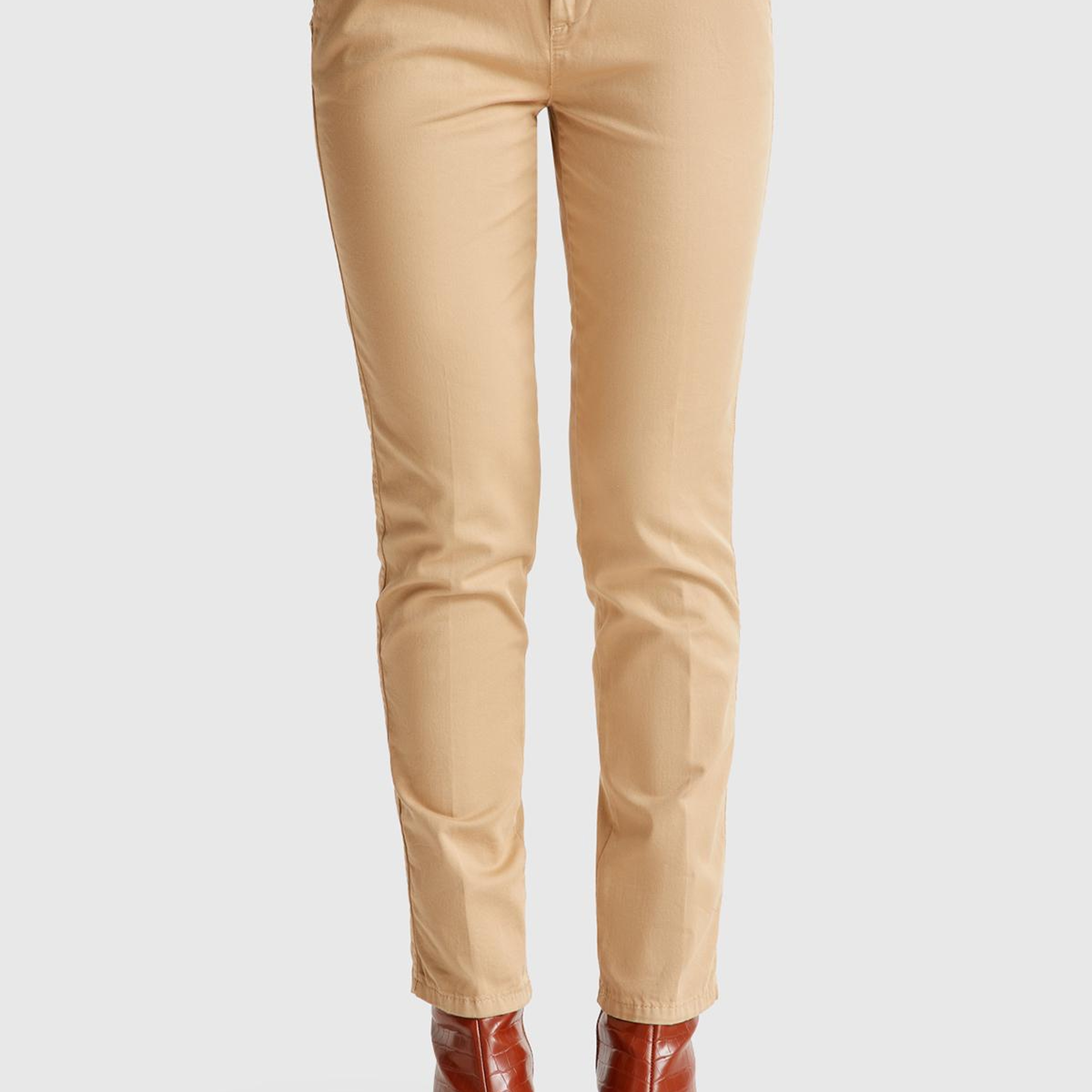 Kadın Kahverengi  Elastanlı Basic Chino Pantolon