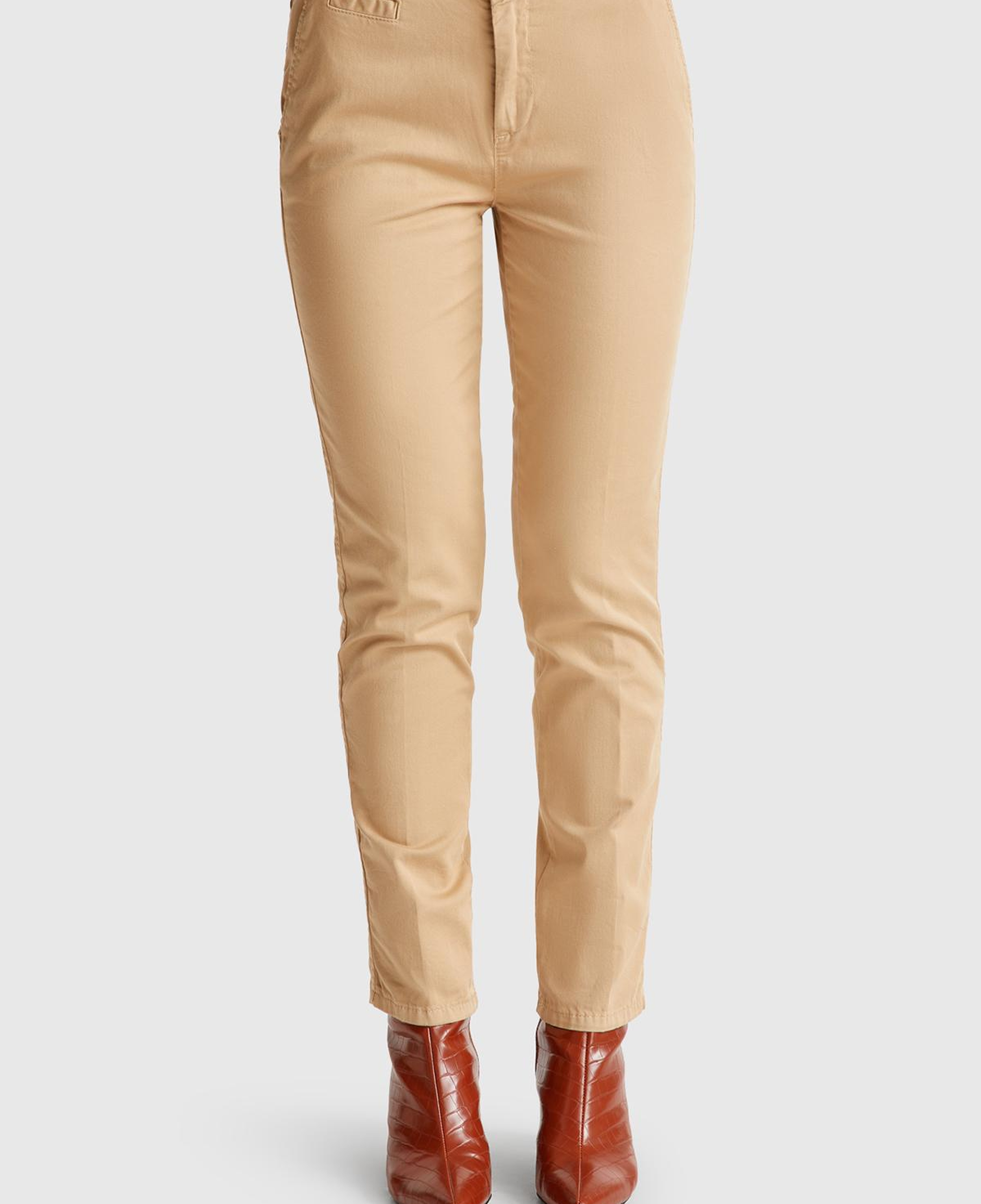 Kadın Kahverengi  Elastanlı Basic Chino Pantolon