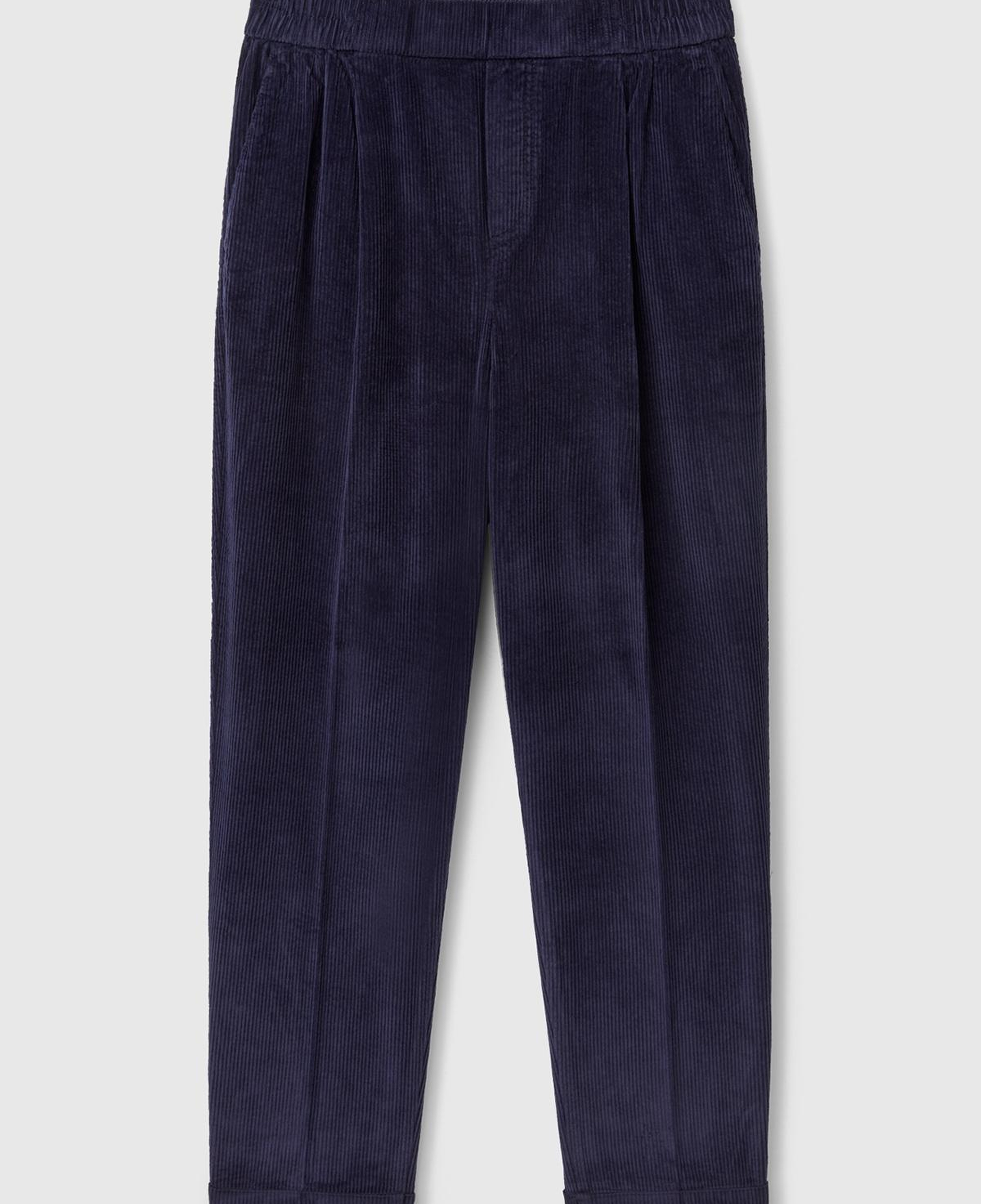 Kadın Lacivert Beli Lastikli Kadife Pantolon