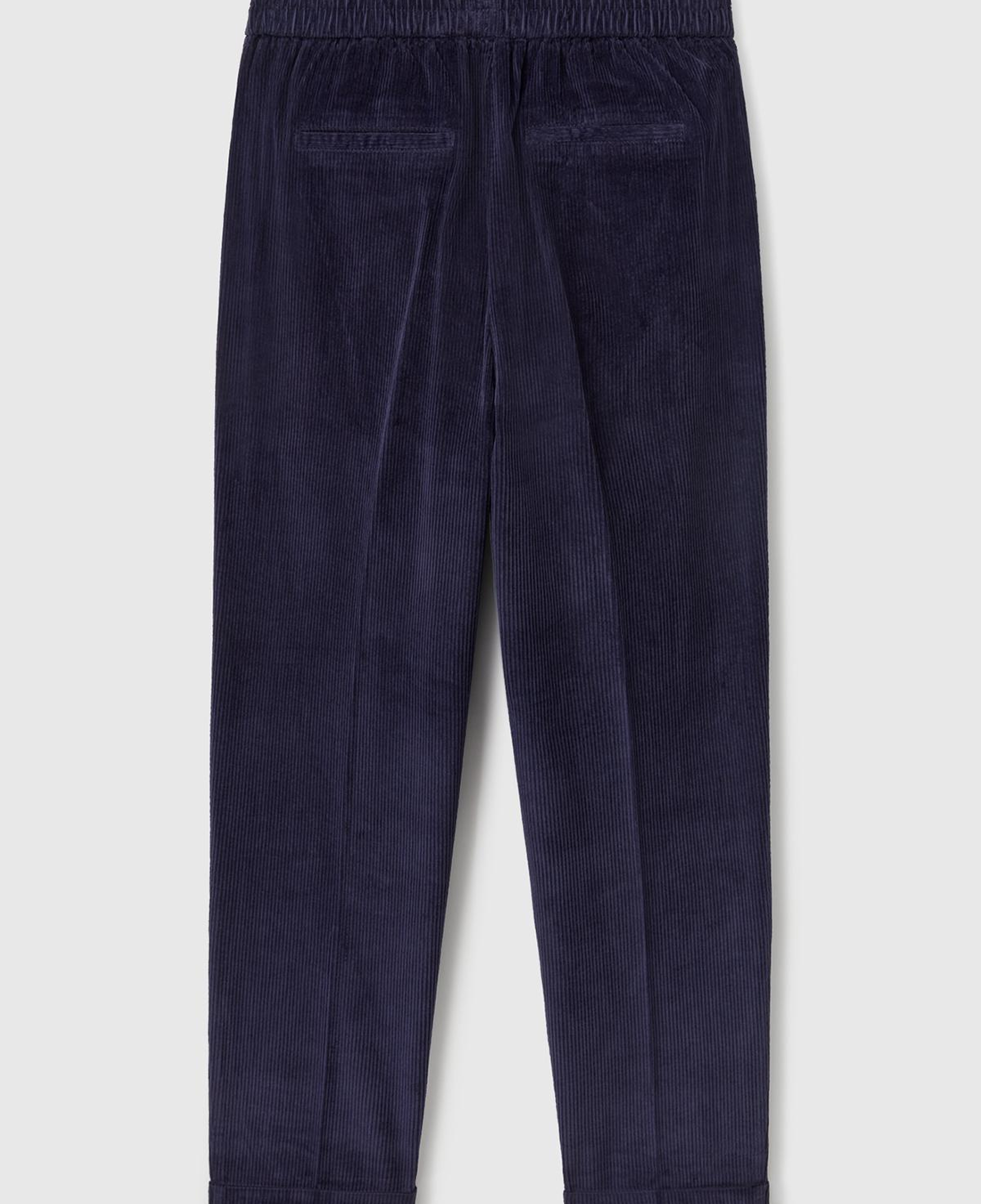 Kadın Lacivert Beli Lastikli Kadife Pantolon