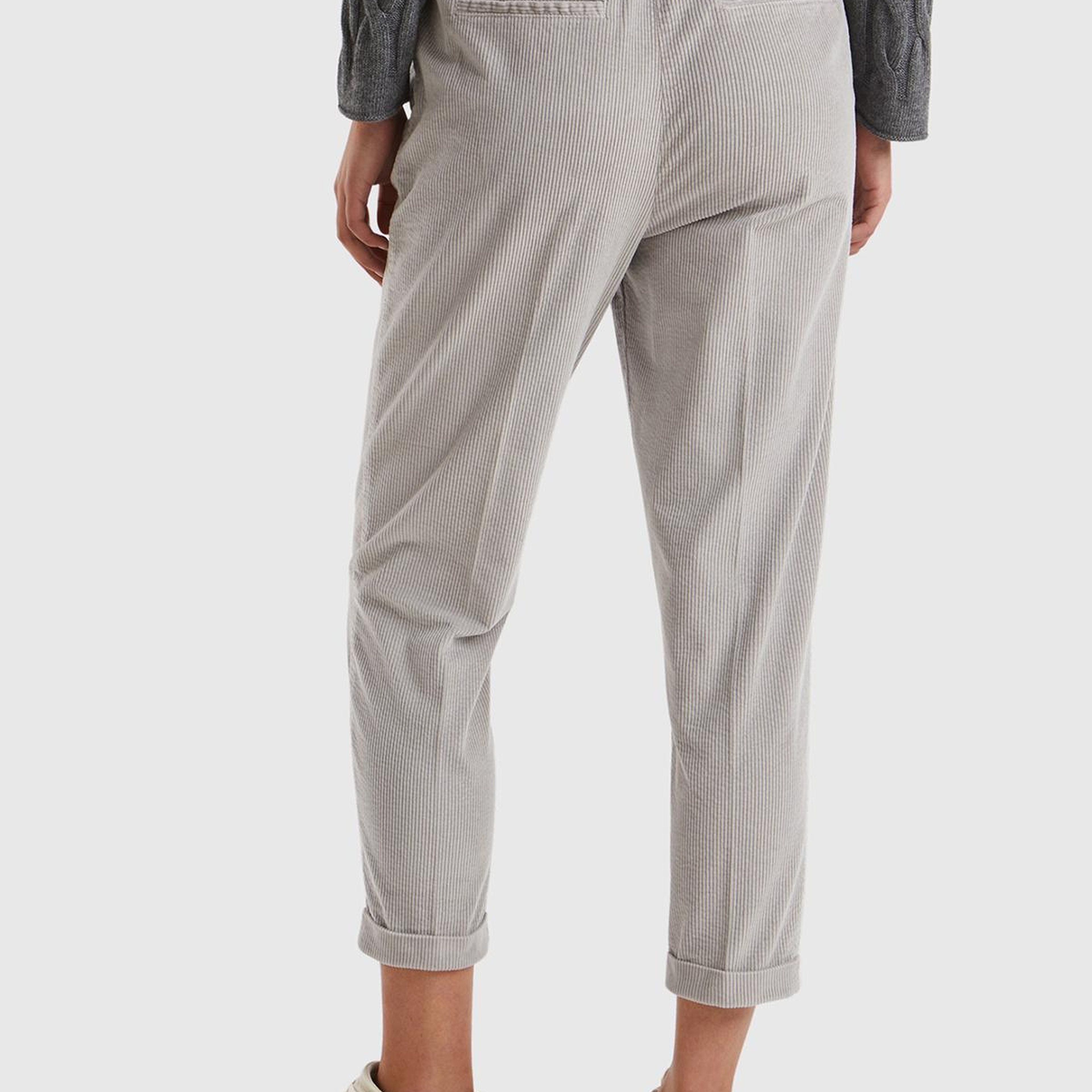 Kadın Açık Bej Beli Lastikli Kadife Pantolon