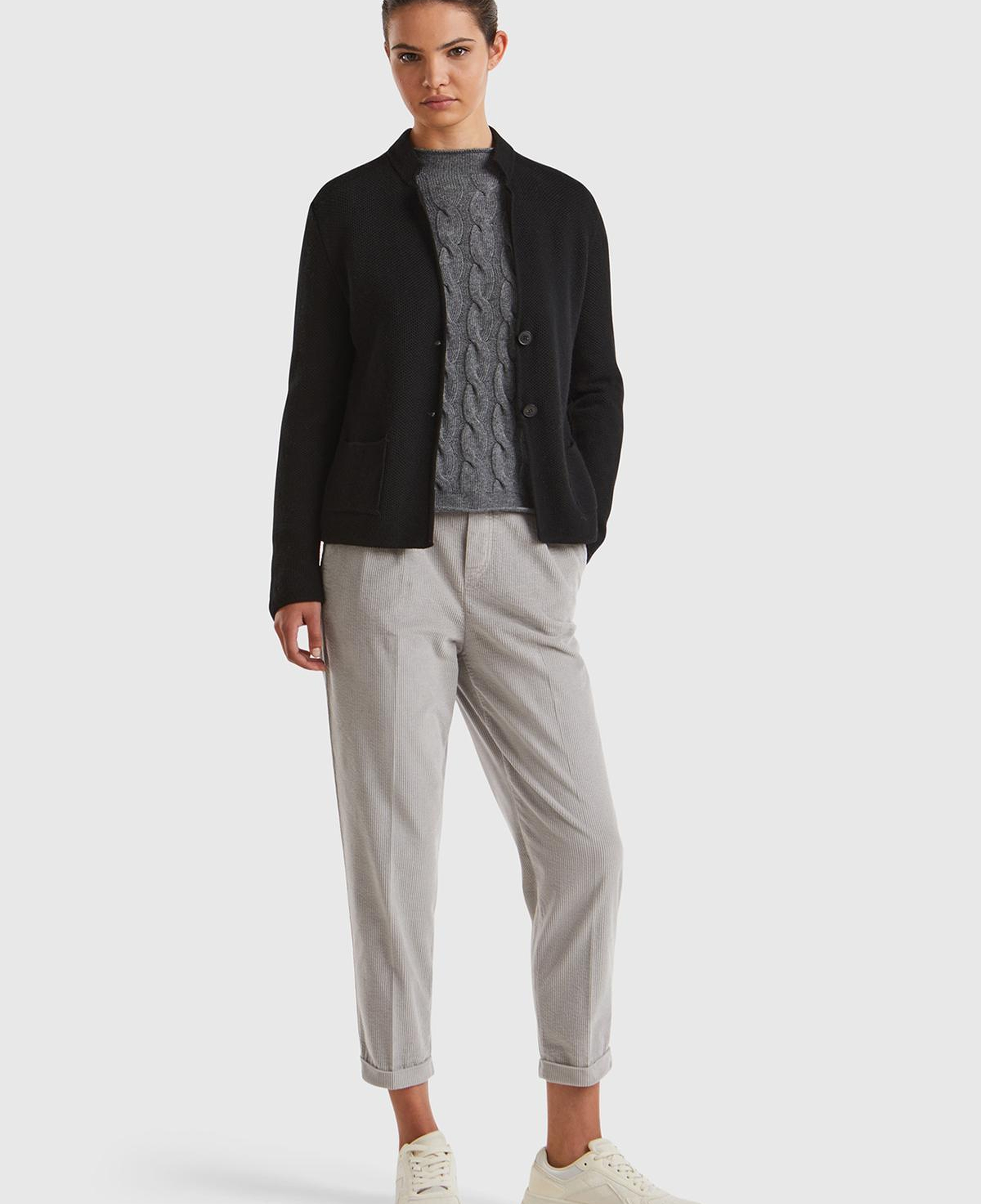 Kadın Açık Bej Beli Lastikli Kadife Pantolon