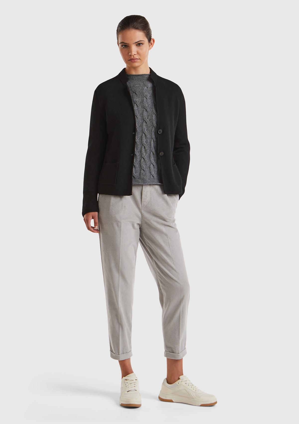 Kadın Açık Bej Beli Lastikli Kadife Pantolon