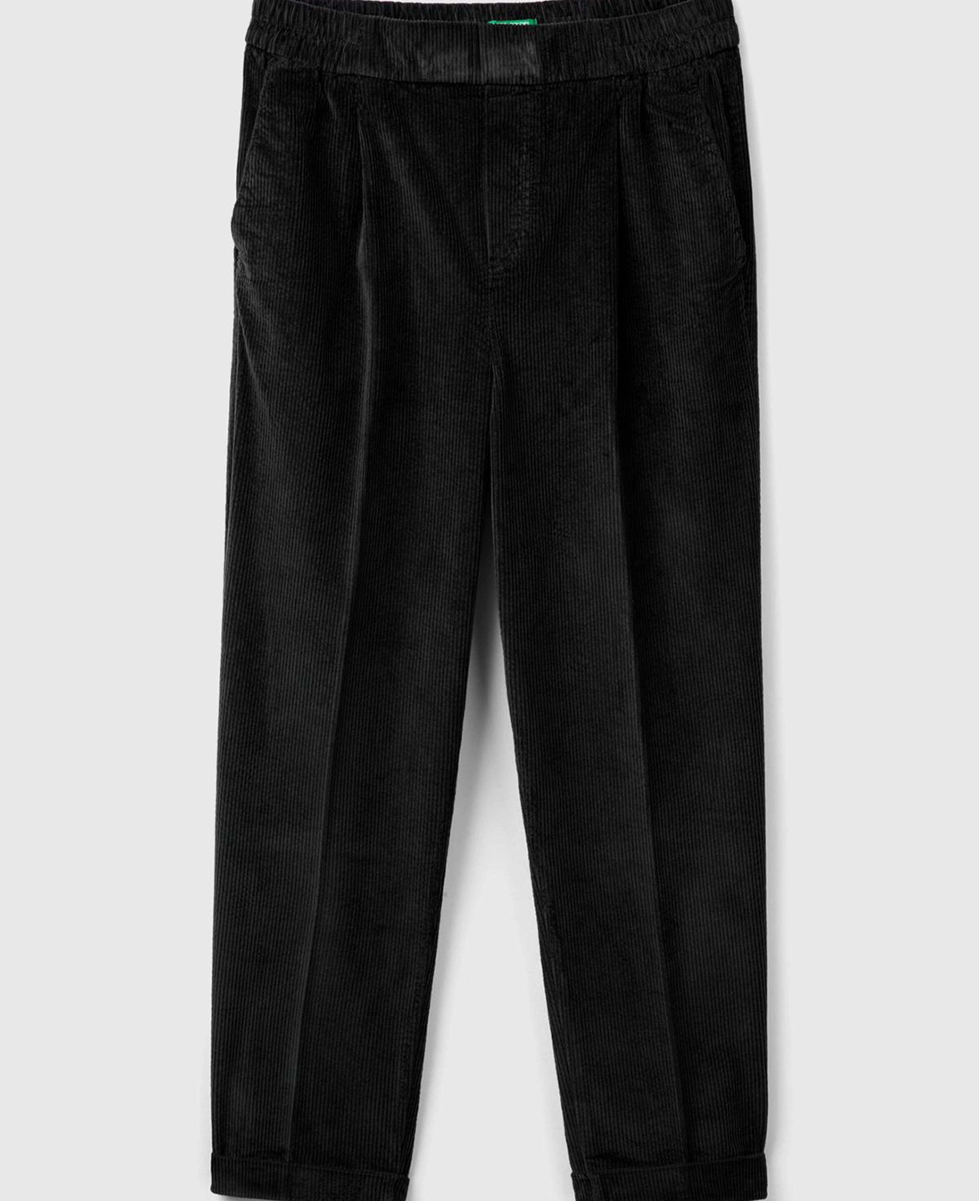 Kadın Siyah Beli Lastikli Kadife Pantolon