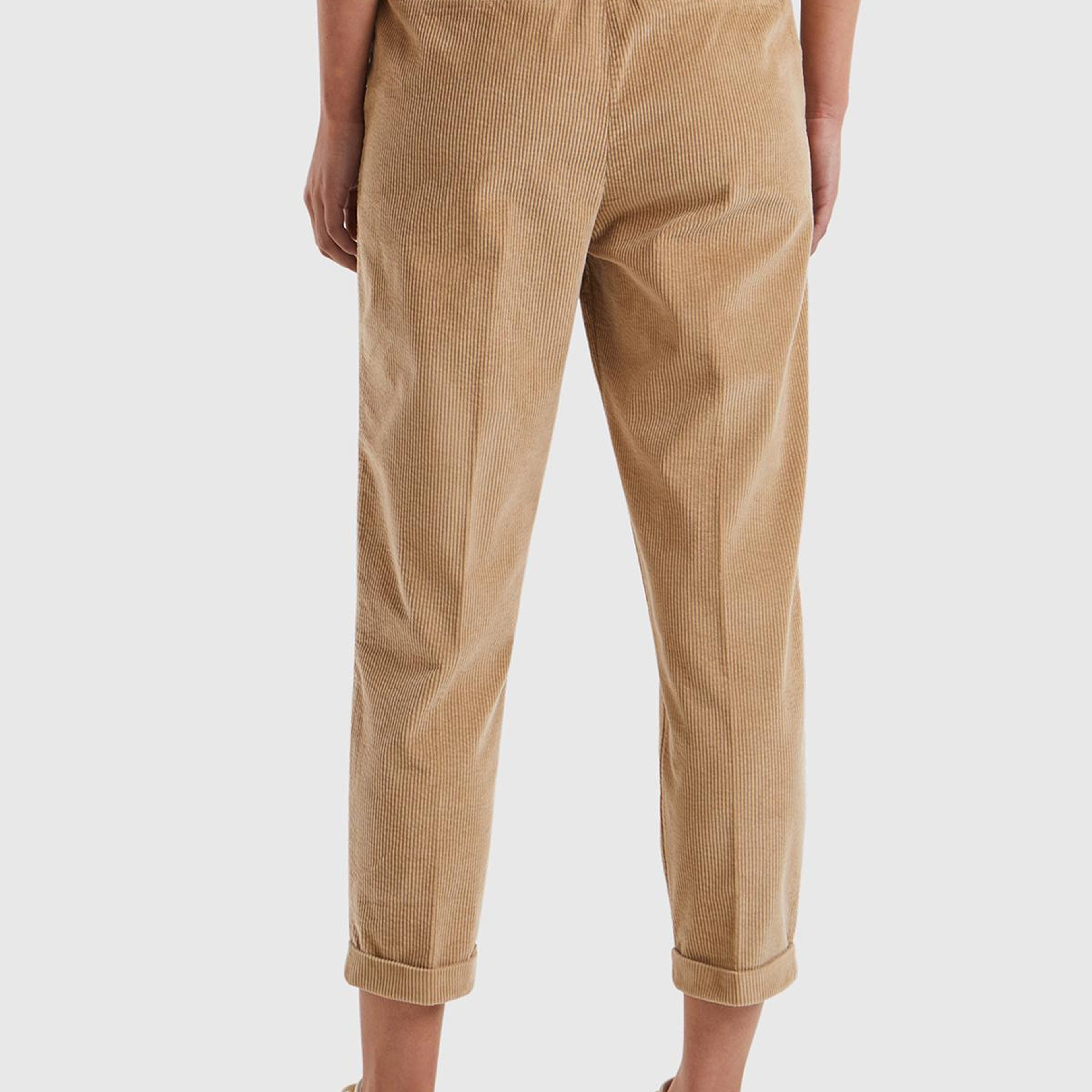 Kadın Taba Beli Lastikli Kadife Pantolon