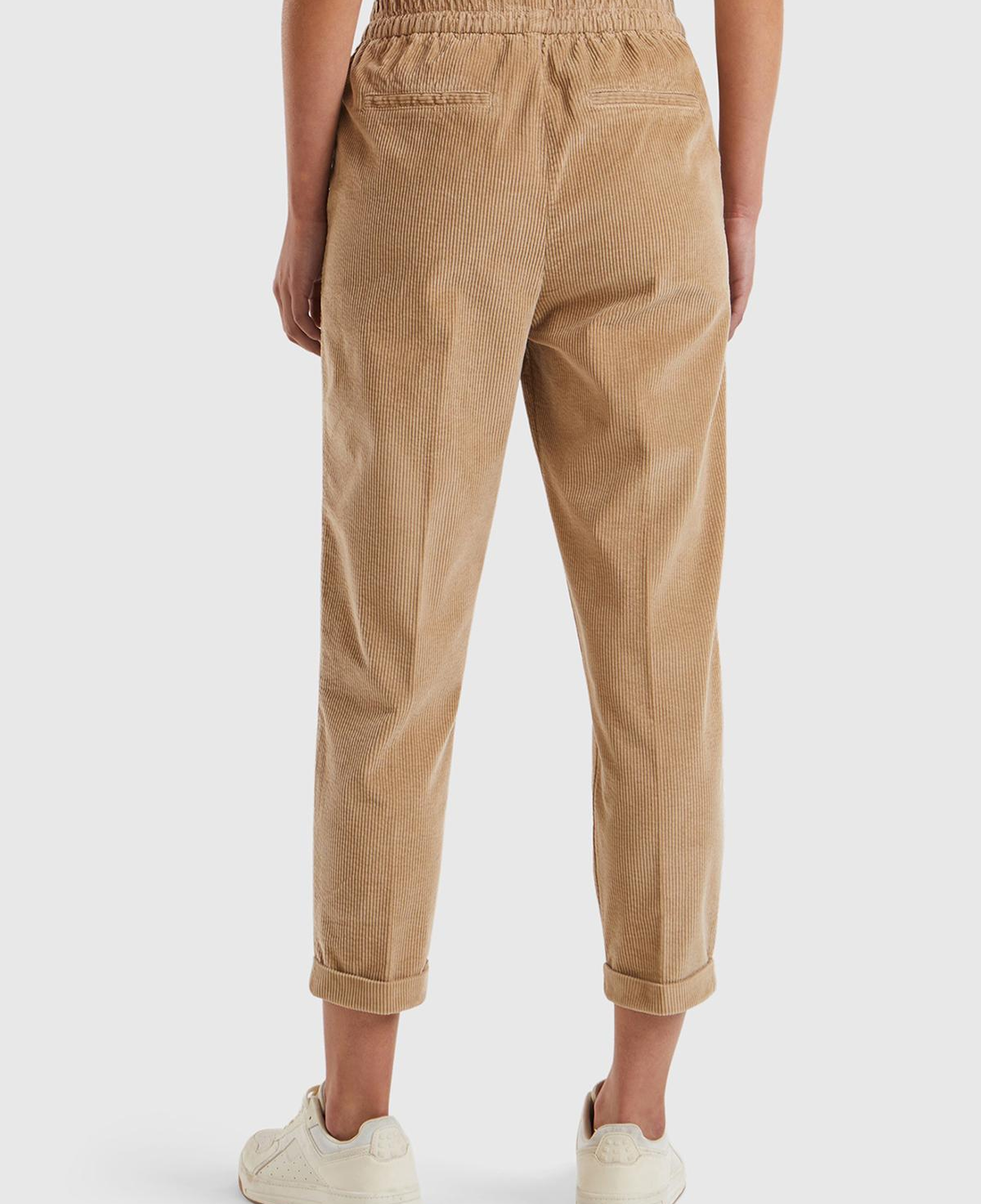 Kadın Taba Beli Lastikli Kadife Pantolon