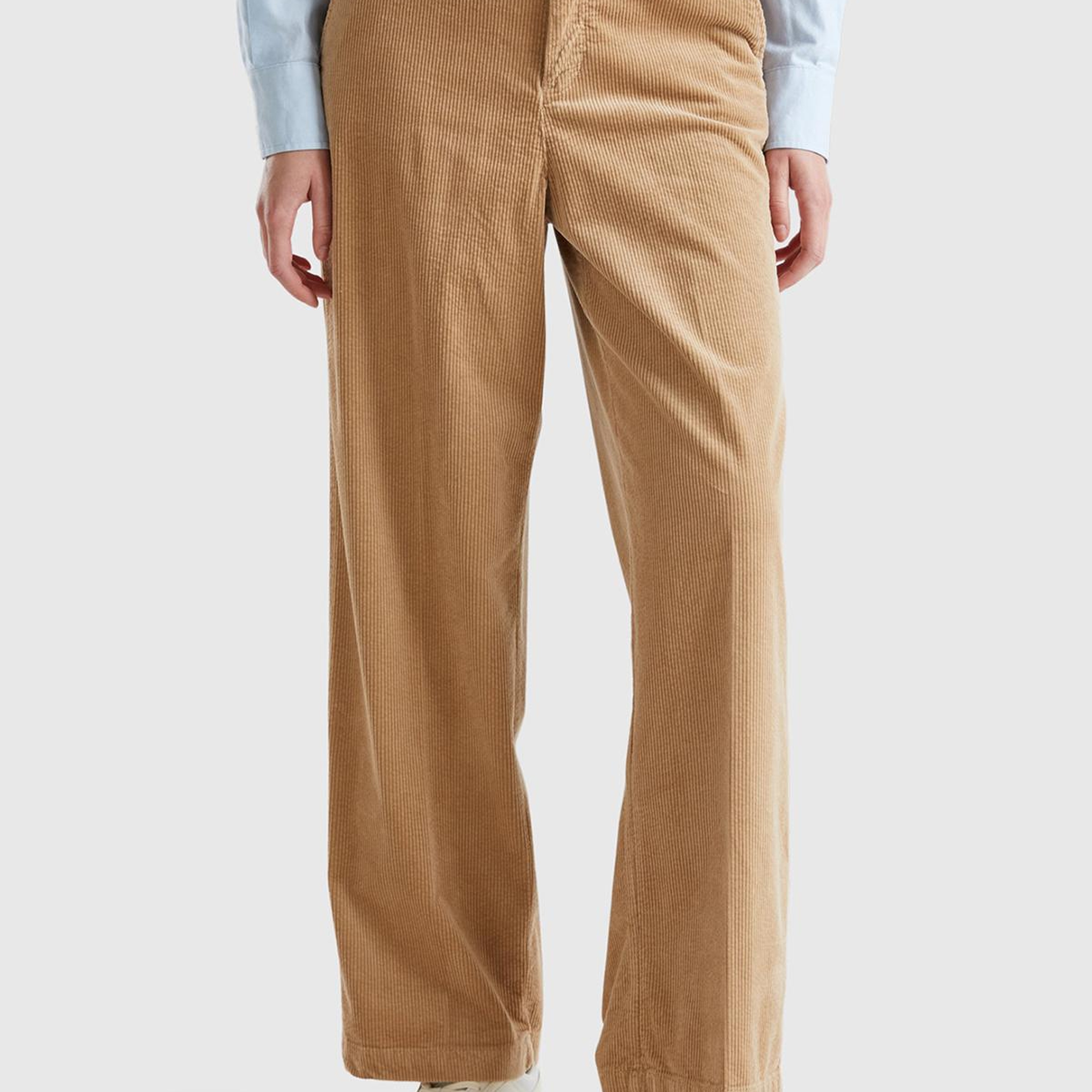 Kadın Taba Pamuk Karışımlı Arkası Lastikli Cepli Geniş Paça Kadife Pantolon