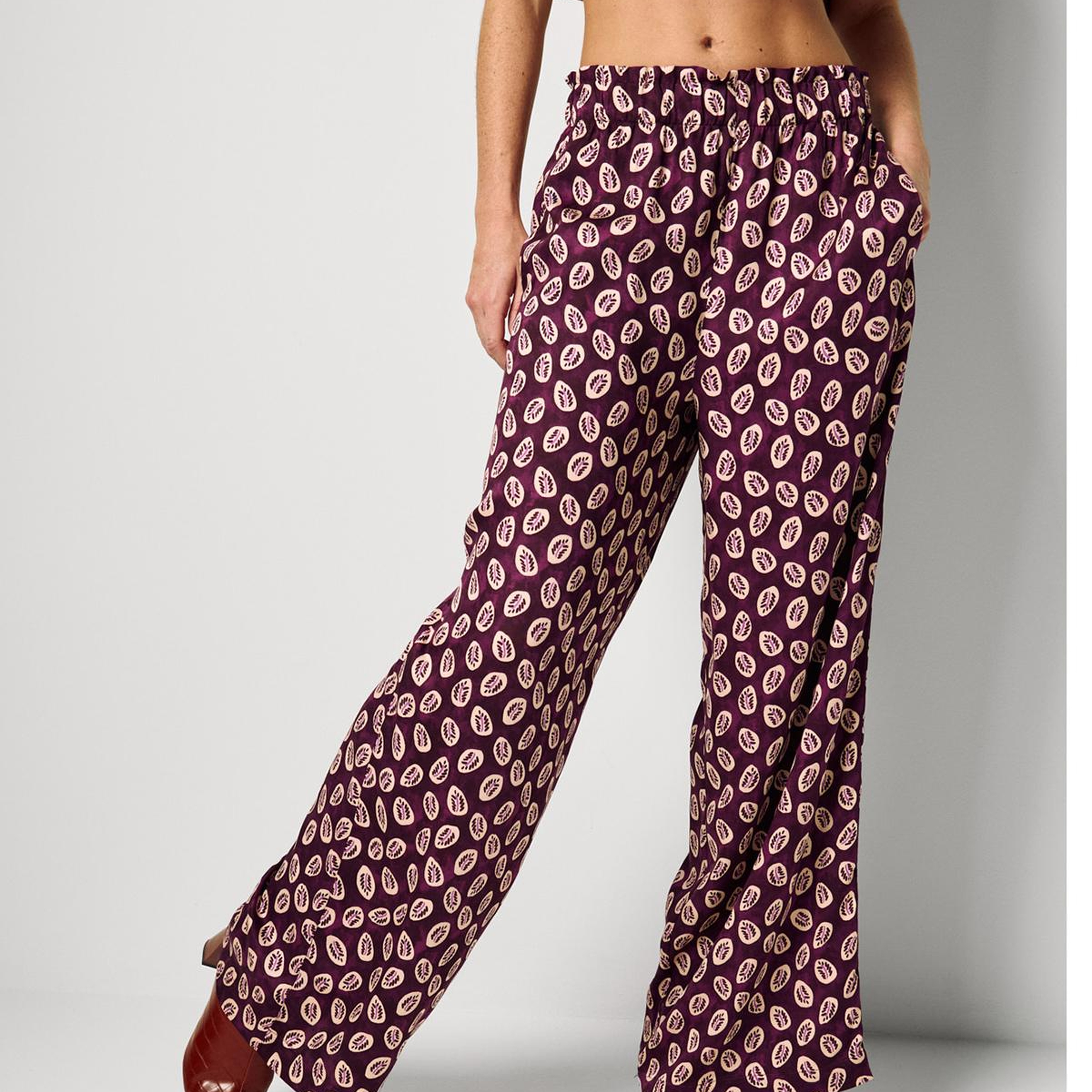 Kadın Pembe Mix %100 Viskon Rahat Kesim Beli Lastikli Cepli Pantolon