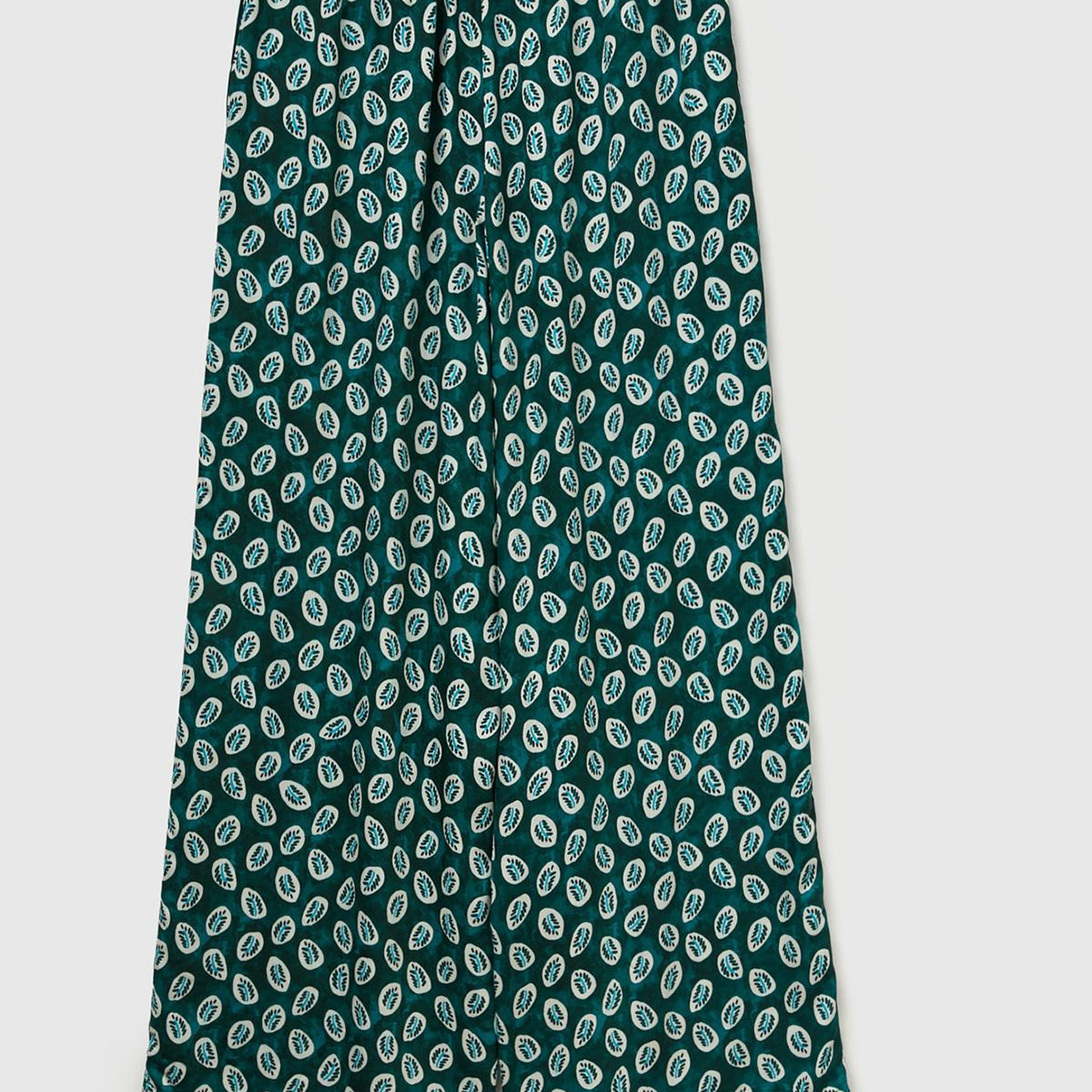 Kadın Yeşil %100 Viskon Rahat Kesim Beli Lastikli Cepli Pantolon