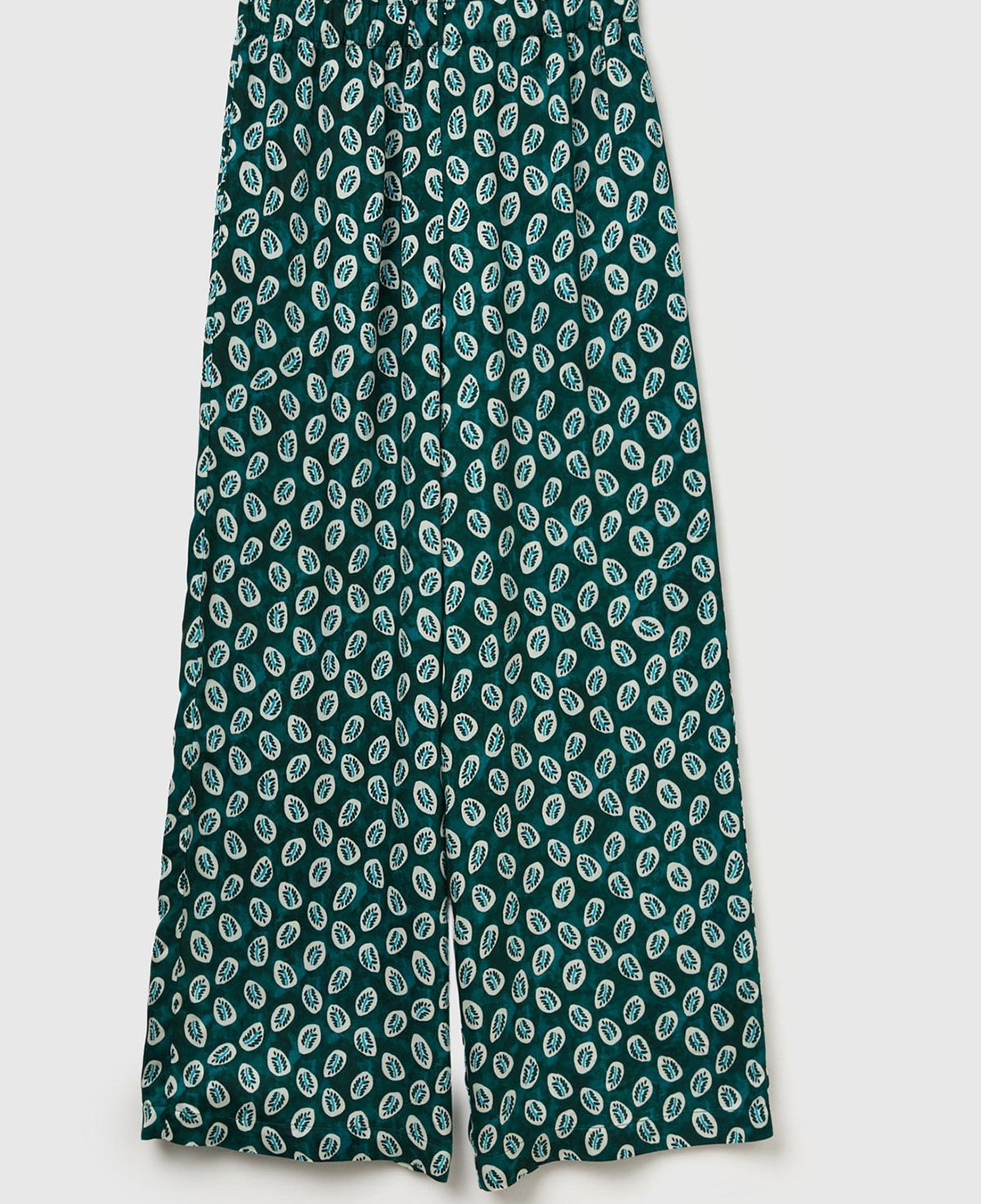 Kadın Yeşil %100 Viskon Rahat Kesim Beli Lastikli Cepli Pantolon