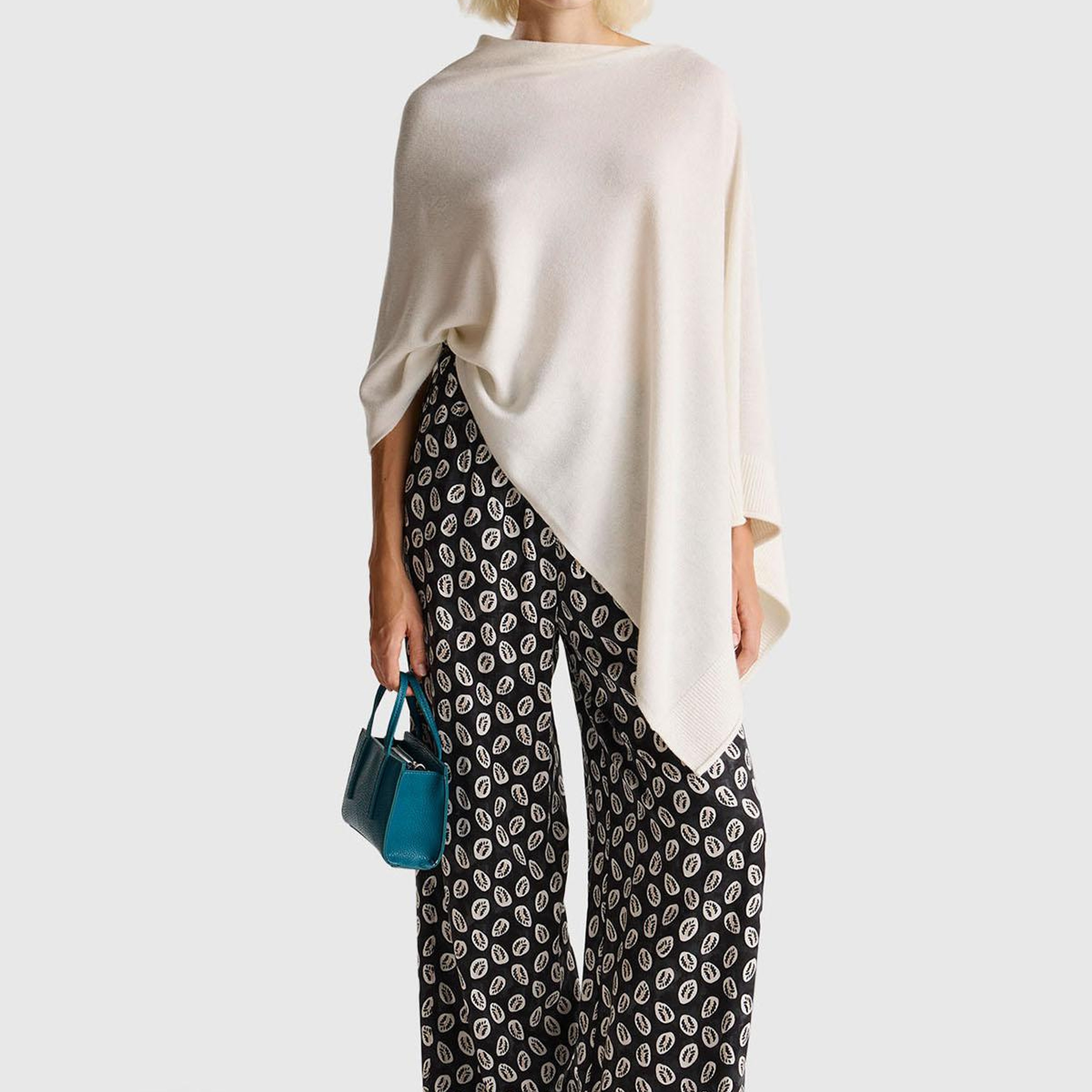 Kadın Lacivert %100 Viskoz Desenli Geniş Paça Pantolon