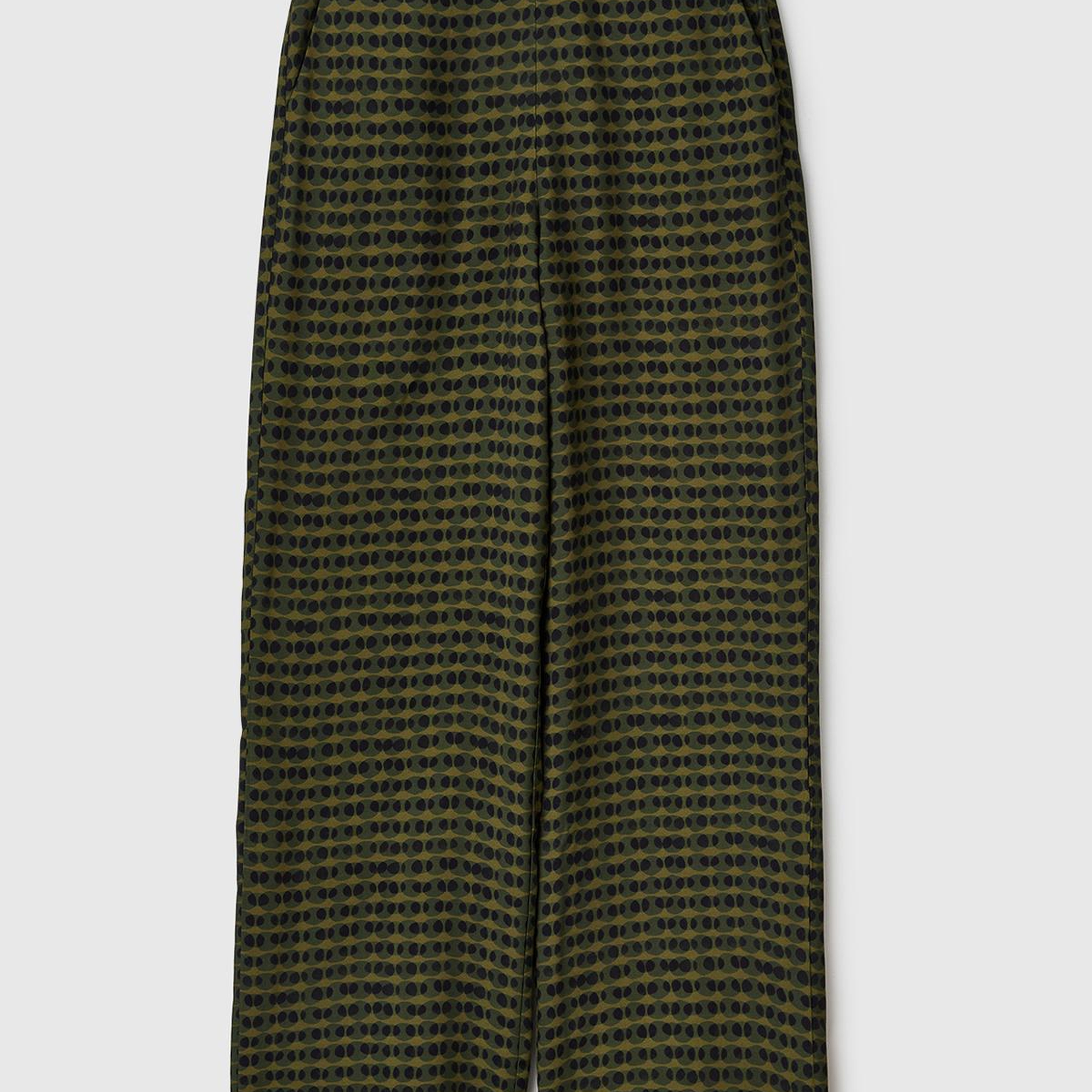 Kadın Koyu Yeşil %100 Viskoz Tamamı Desenli Beli Lastikli Pantolon