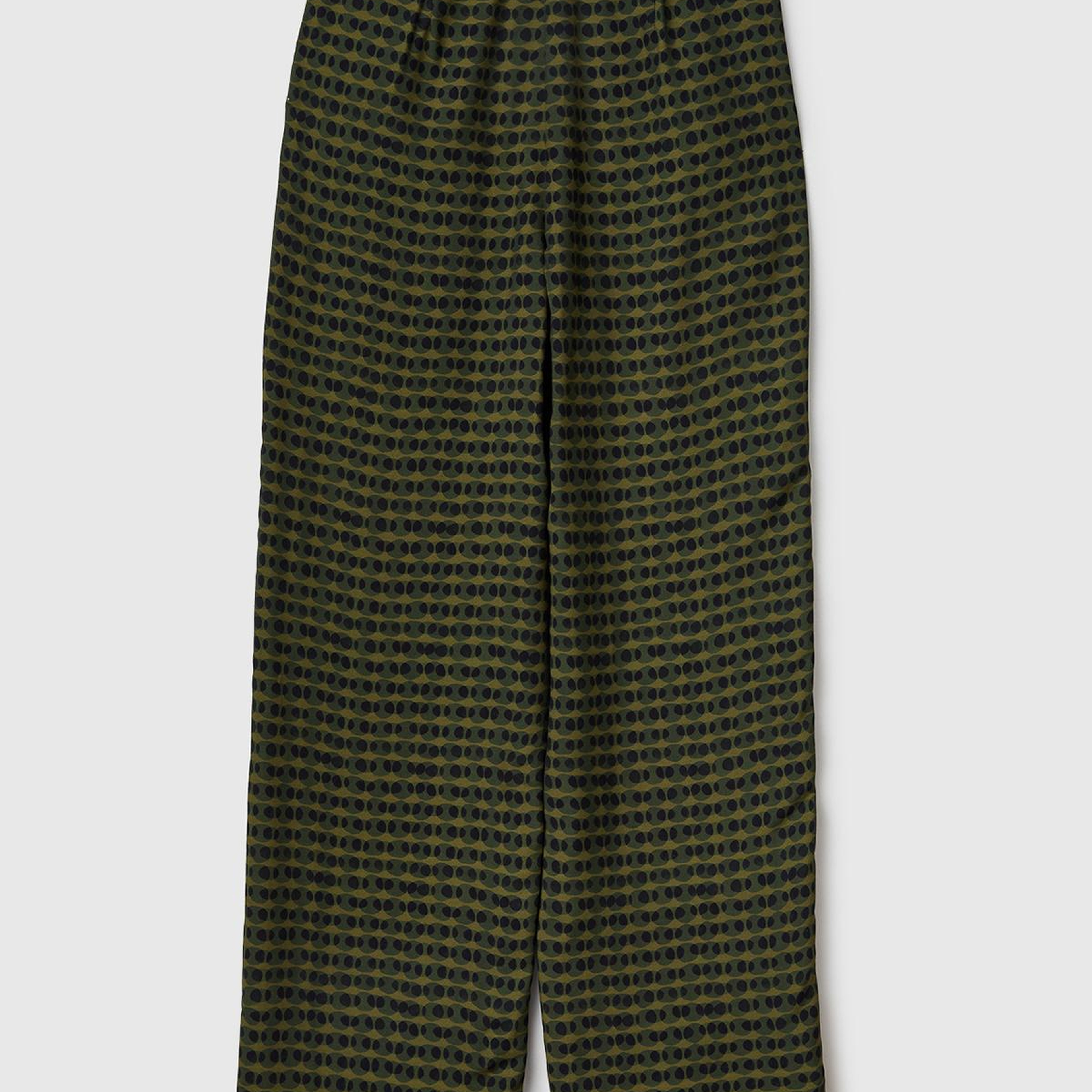 Kadın Koyu Yeşil %100 Viskoz Tamamı Desenli Beli Lastikli Pantolon