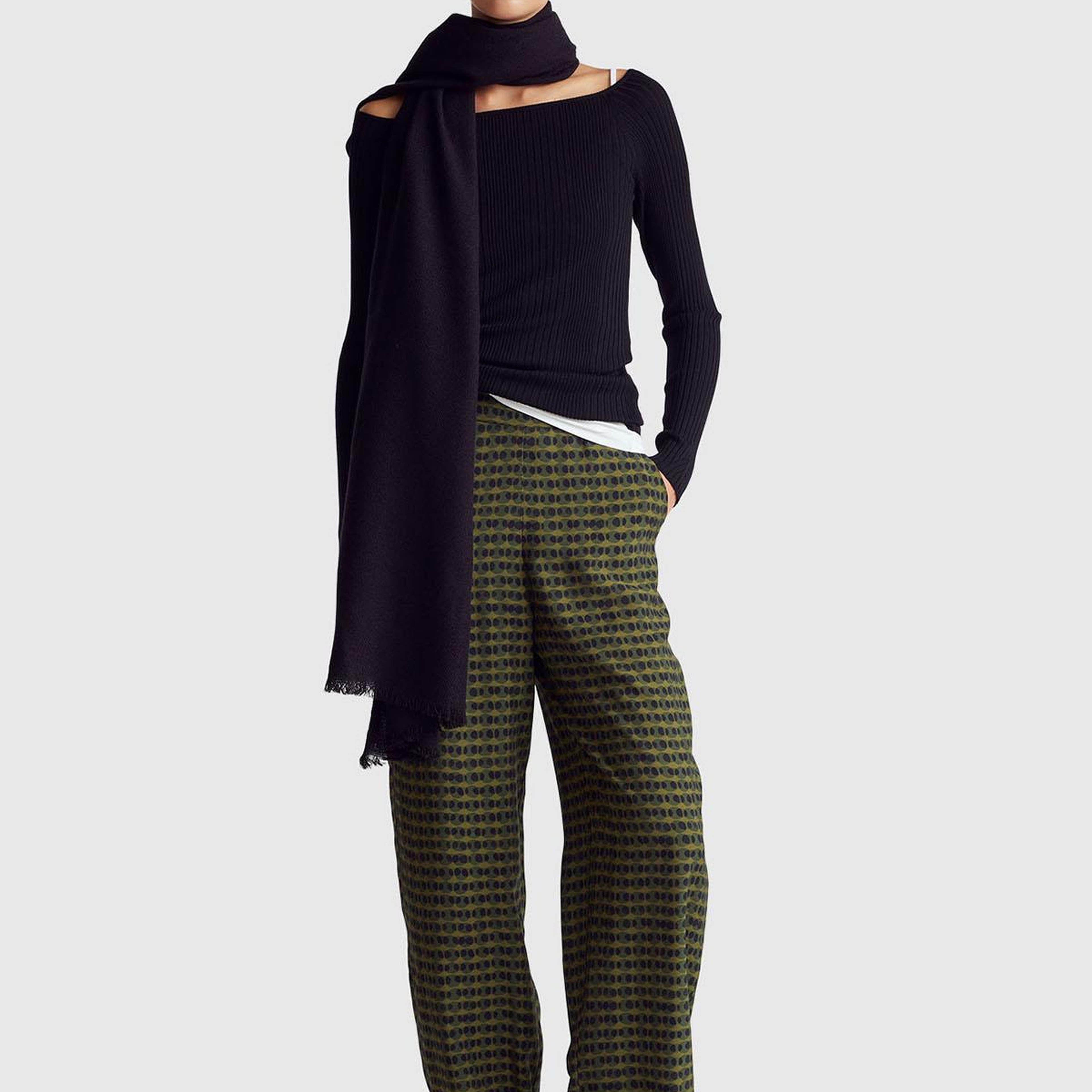 Kadın Koyu Yeşil %100 Viskoz Tamamı Desenli Beli Lastikli Pantolon