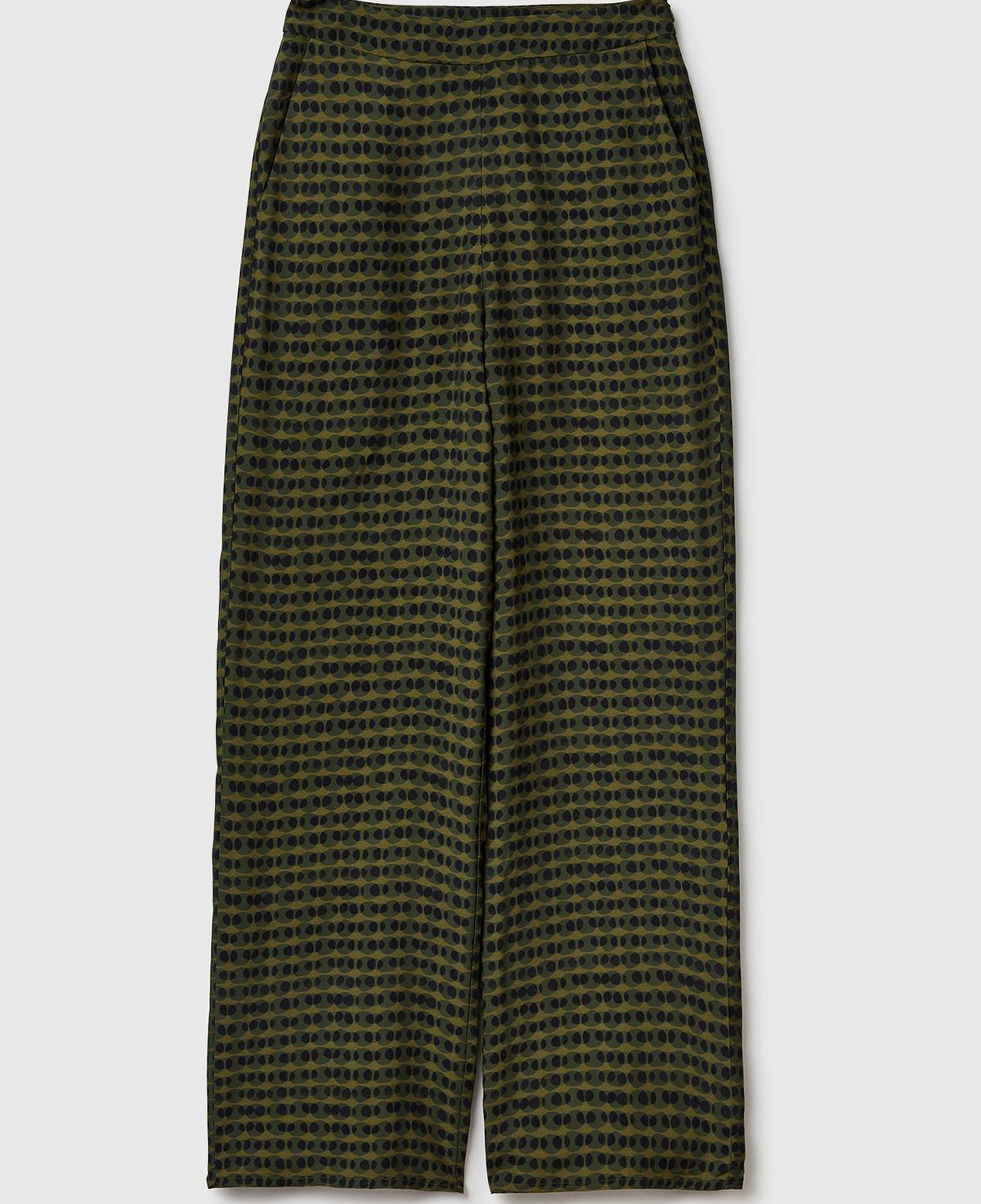Kadın Koyu Yeşil %100 Viskoz Tamamı Desenli Beli Lastikli Pantolon