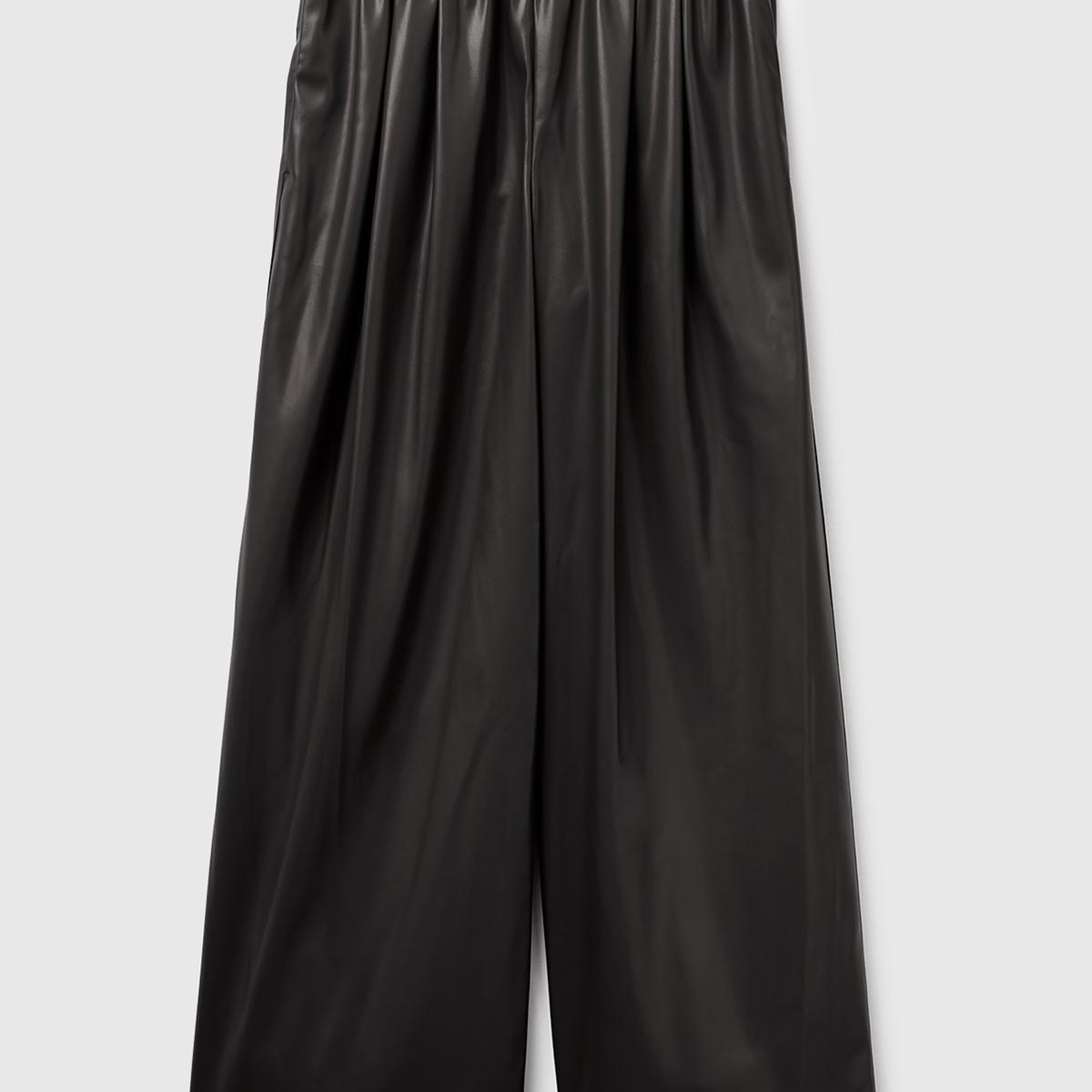 Kadın Siyah Beli Lastikli Büzgülü Geniş Paça Pantolon