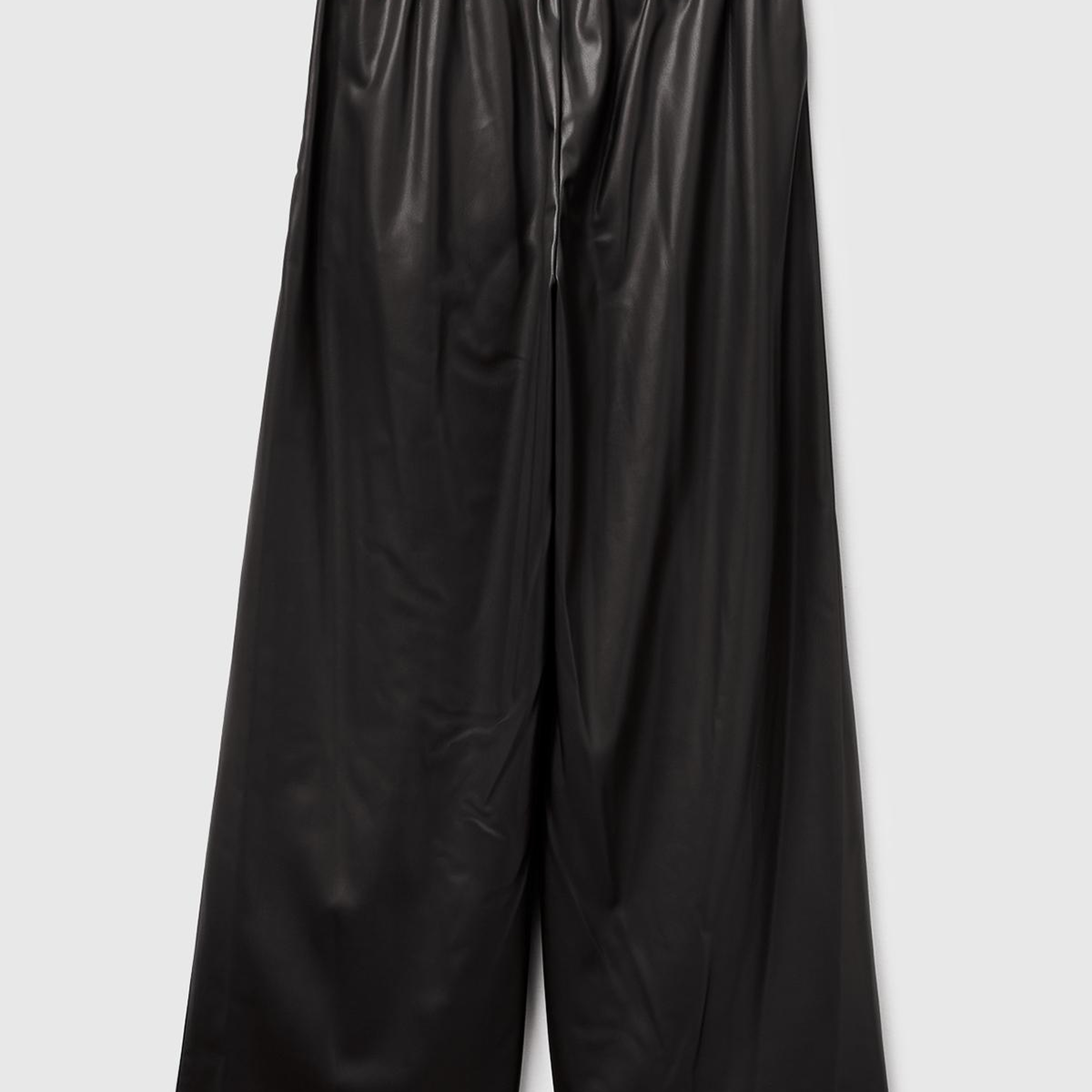 Kadın Siyah Beli Lastikli Büzgülü Geniş Paça Pantolon