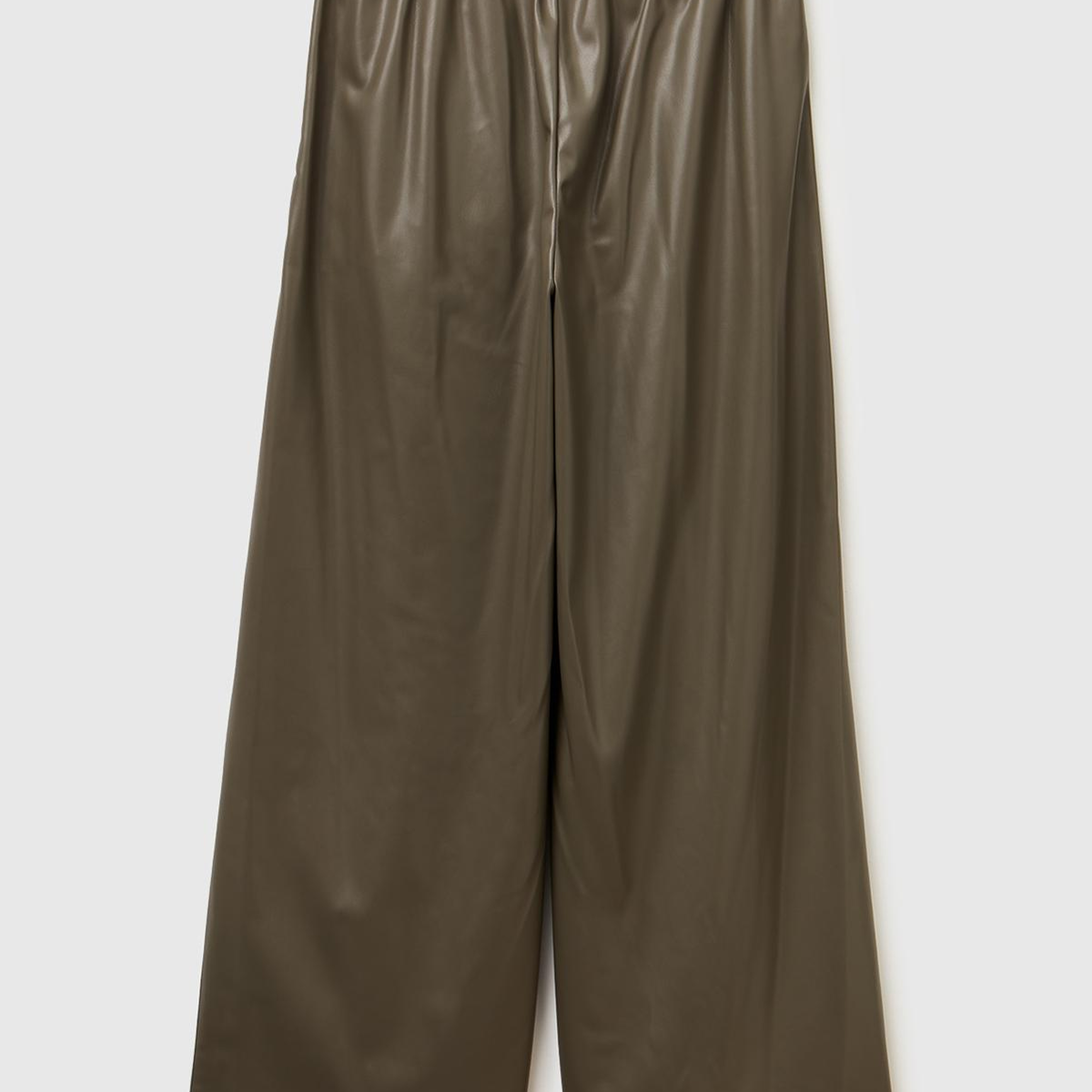 Kadın Haki Beli Lastikli Büzgülü Geniş Paça Pantolon