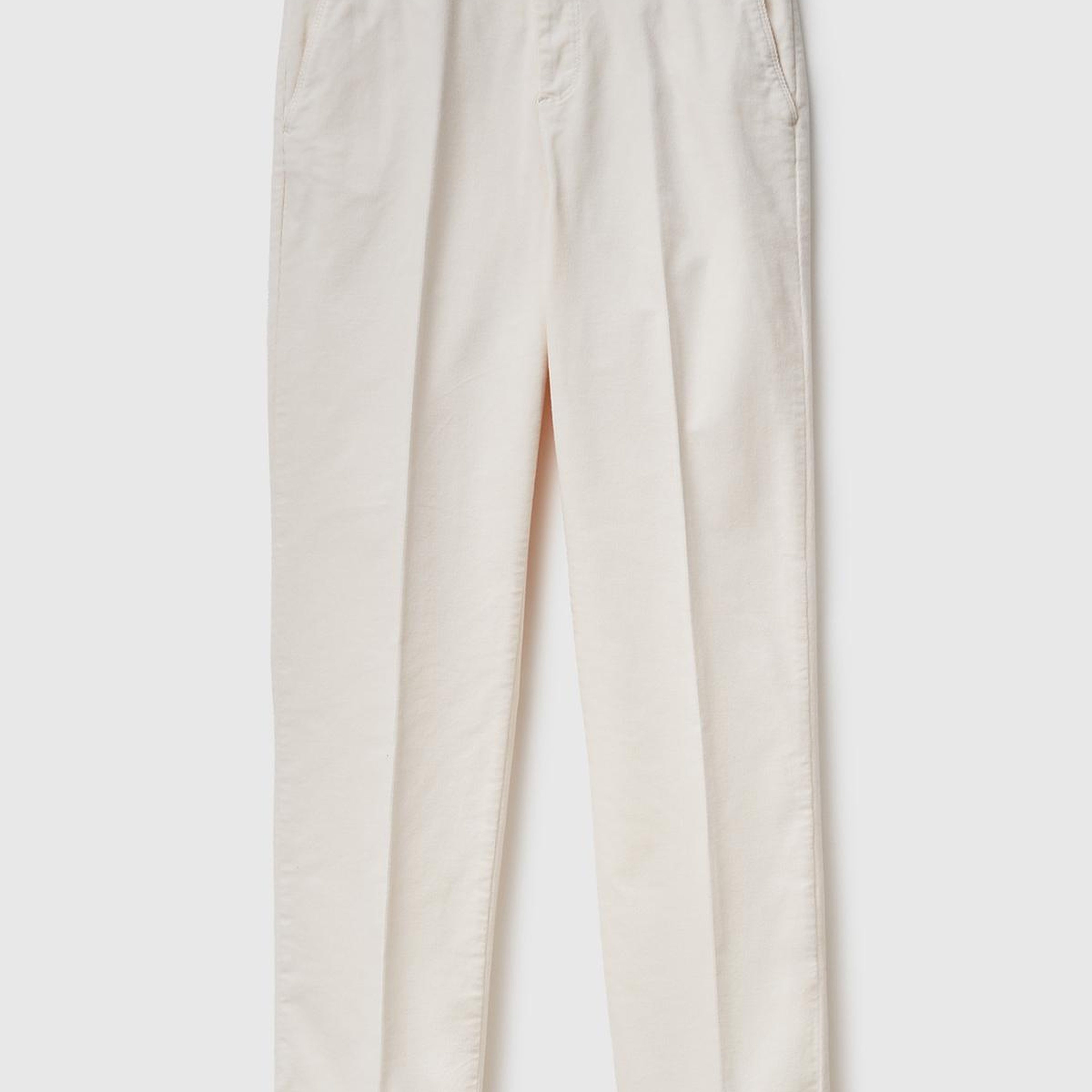 Kadın Krem Pamuk ve Modal Karışımlı Önü Cepli Kadife Chino Pantolon