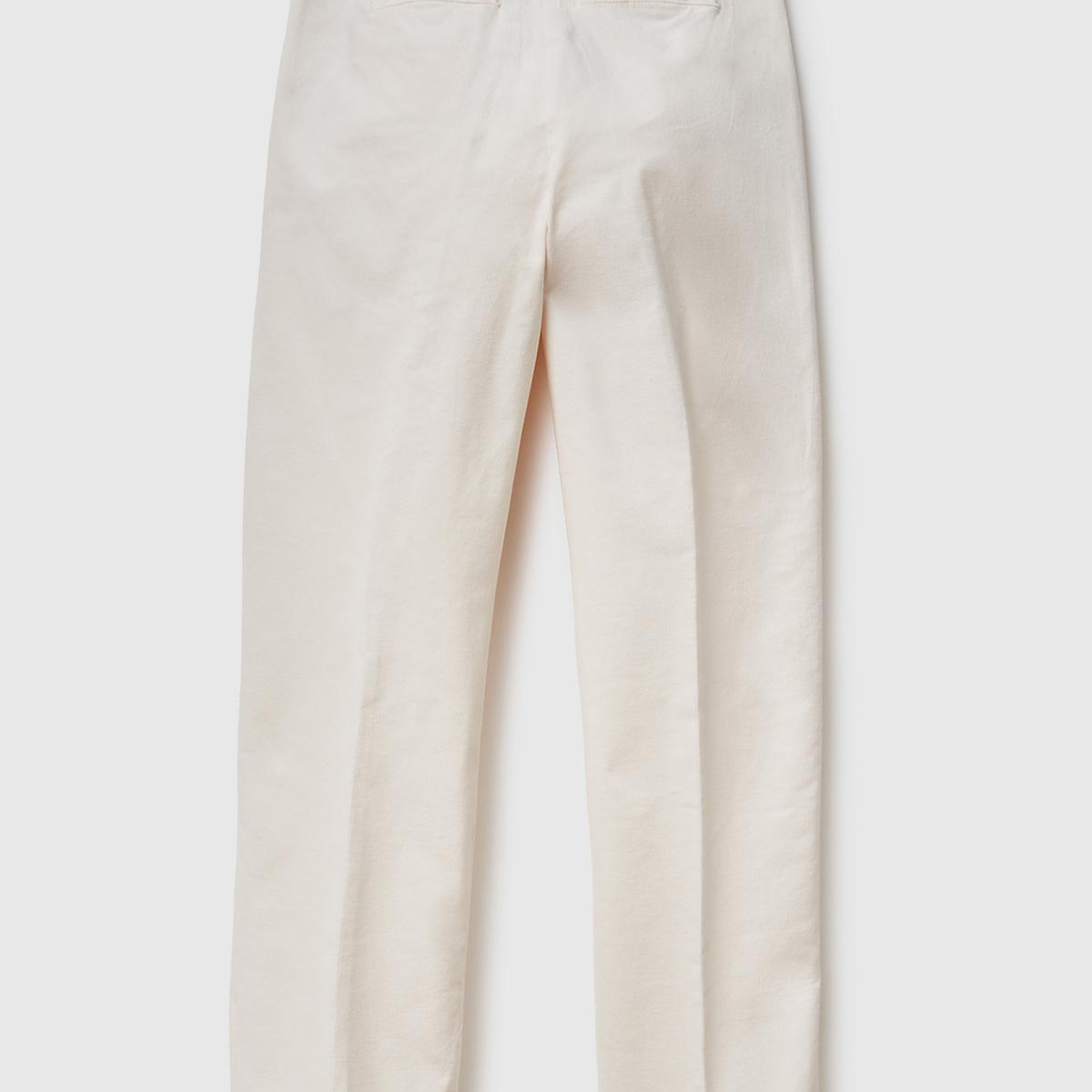 Kadın Krem Pamuk ve Modal Karışımlı Önü Cepli Kadife Chino Pantolon