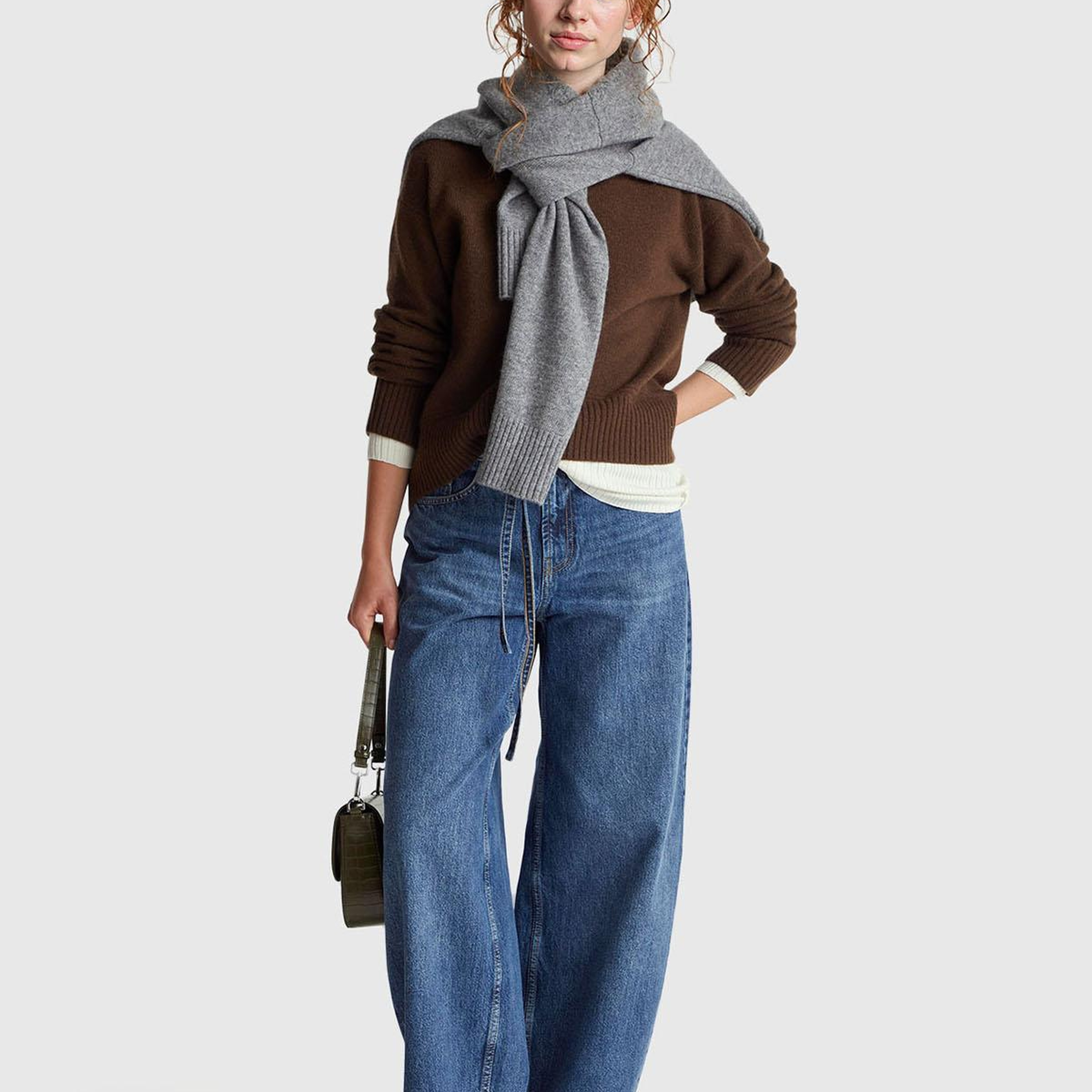 Kadın Koyu Mavi %100 Pamuk Bağcık Detaylı Denim Pantolon