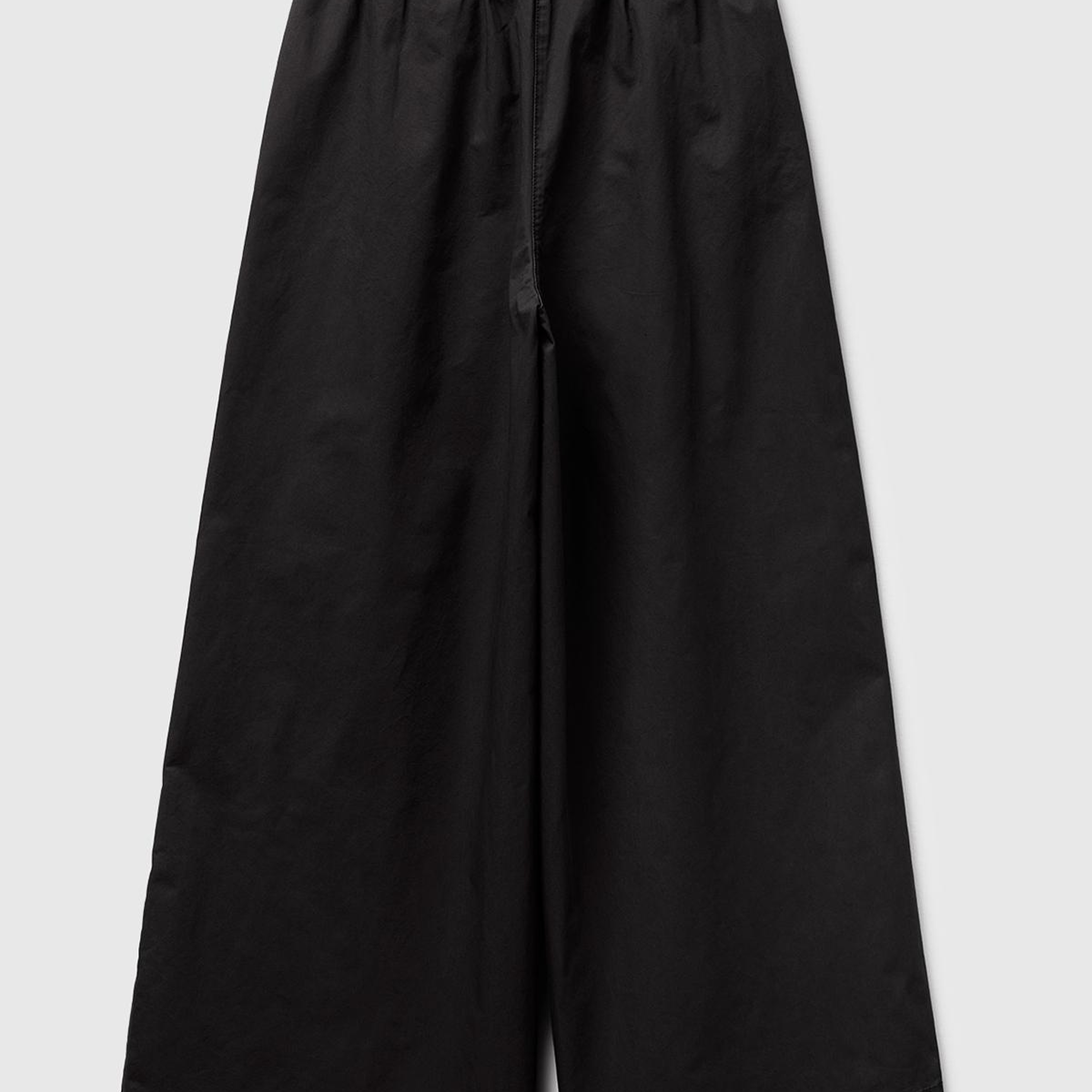 Kadın Siyah %100 Pamuk Beli Lastikli Geniş Paça Pantolon