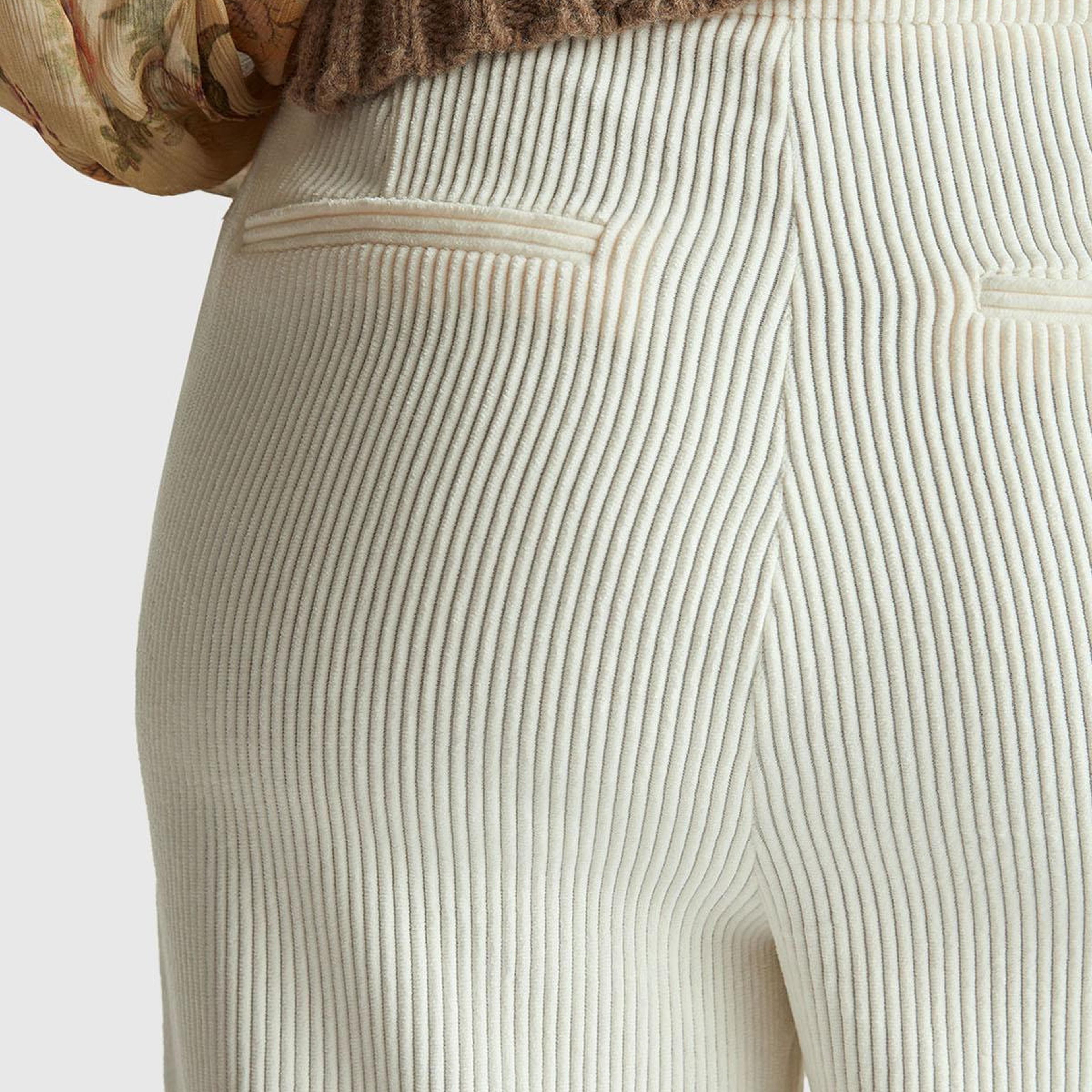 Kadın Krem Normal Bel İspanyol Paça Pantolon