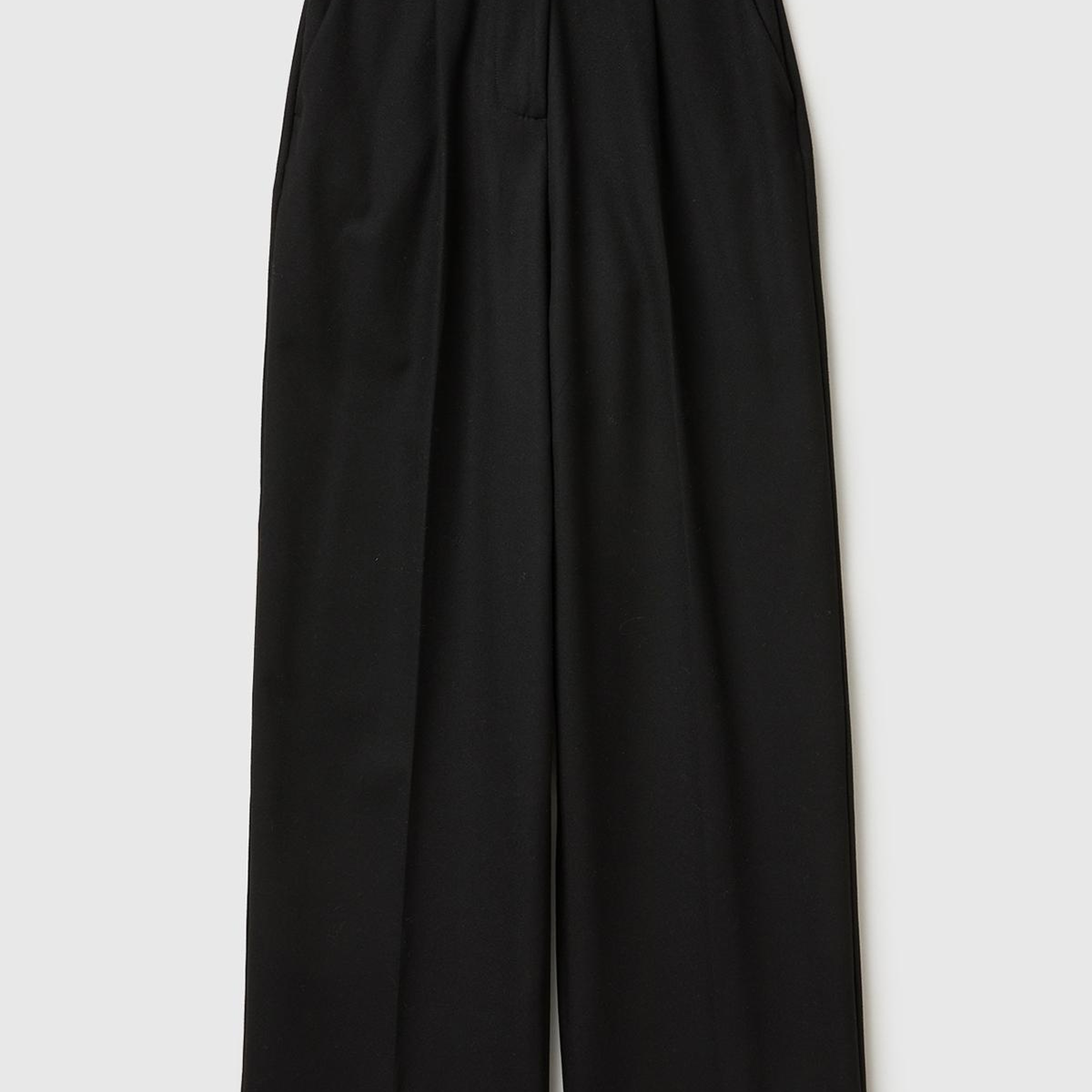 Kadın Siyah Viskoz Karışımlı Cepli Önden Fermuarlı Pantolon